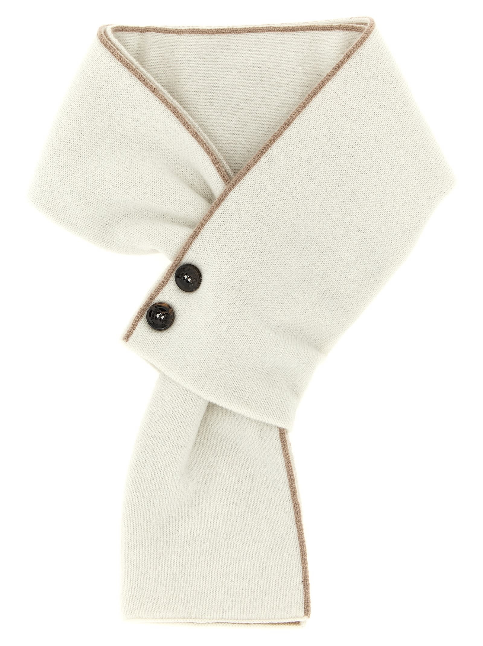Moorer Twisted Mongolian Cashmere Scarf With Front Button Detail In Gold