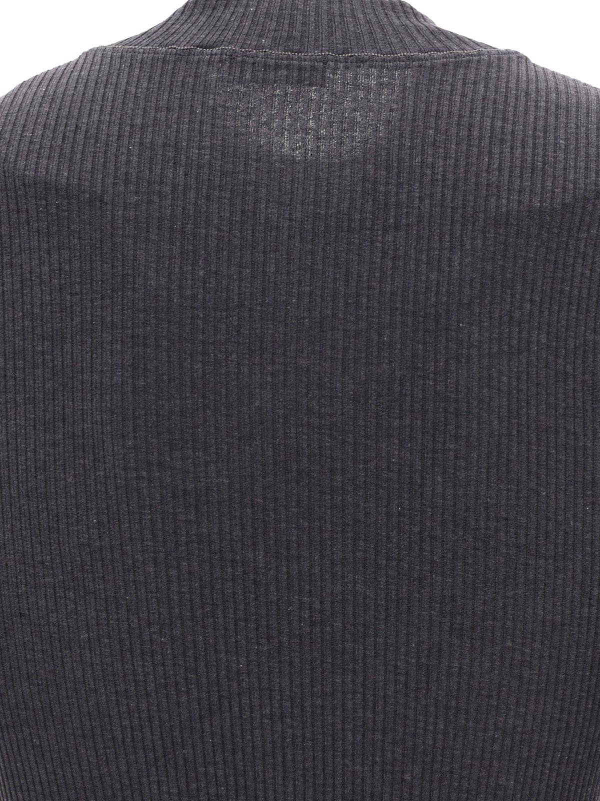 Shop Brunello Cucinelli Short-sleeved Knitted Jersey T-shirt In Grey