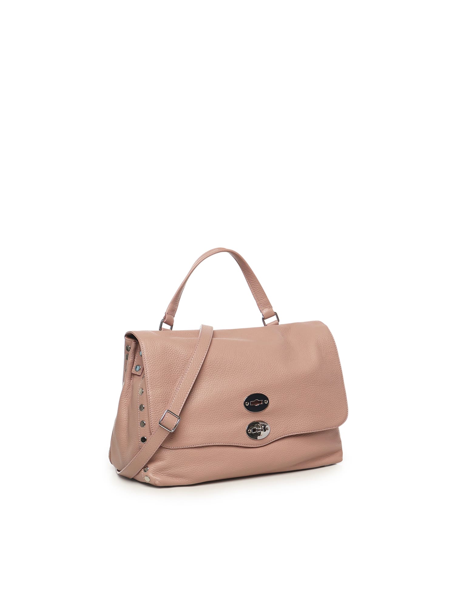Zanellato Postina Studded Leather Shoulder Bag In Pink