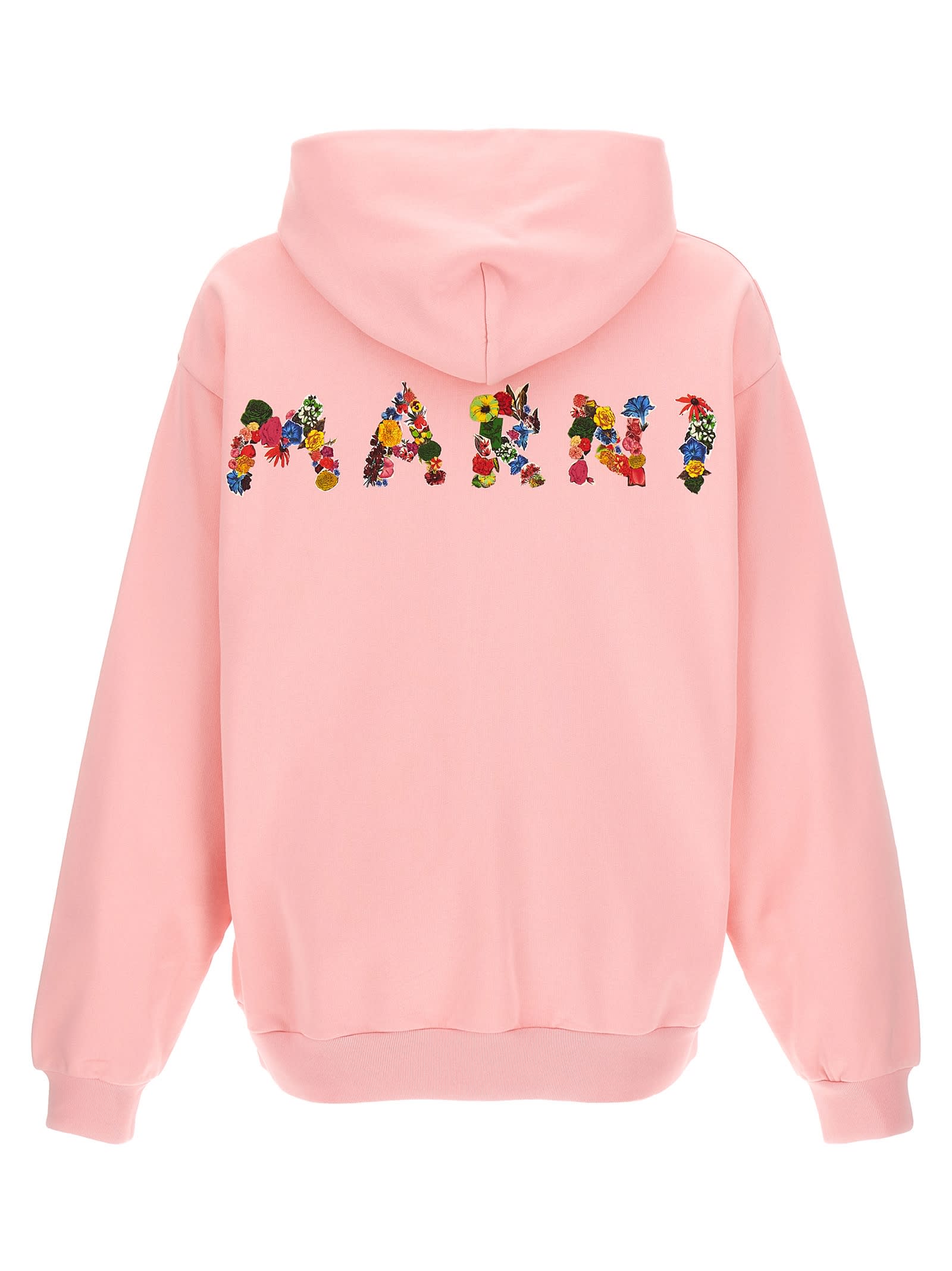 Shop Marni Collage Bouquet Hoodie In Pink