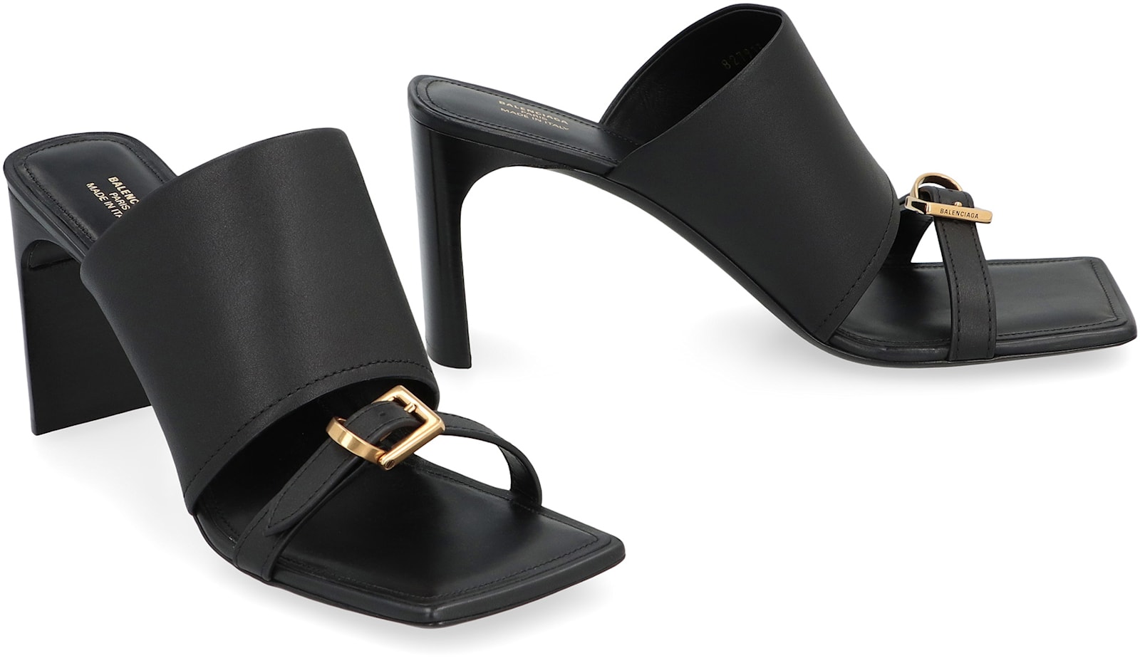 Balenciaga Black Leather Bel Air Sandals In Black