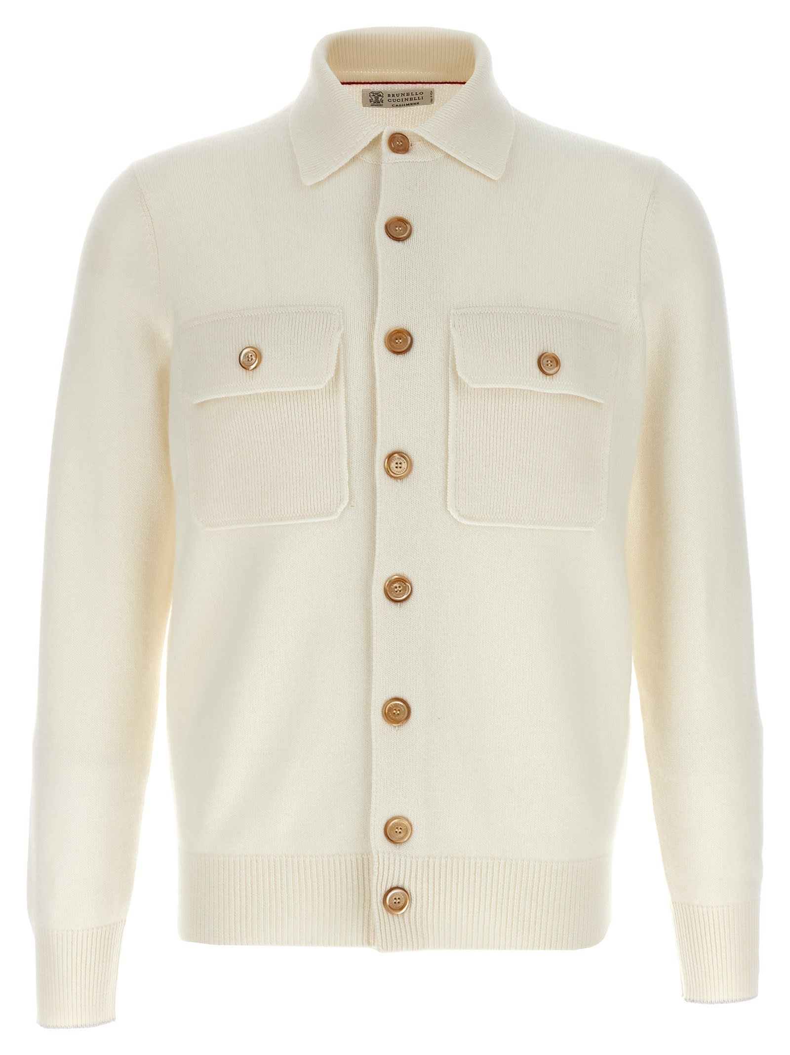 Shop Brunello Cucinelli Cashmere Cardigan In White