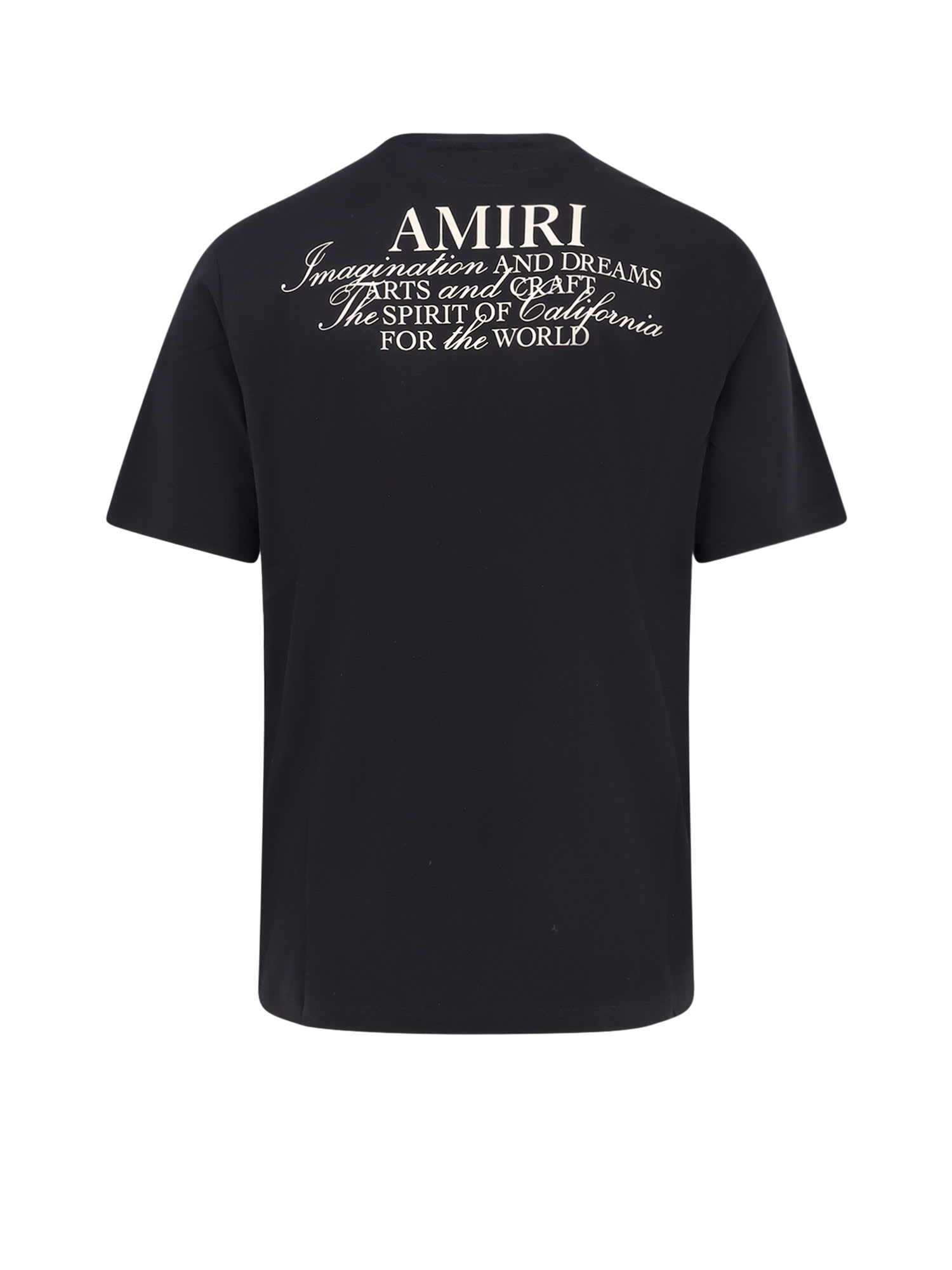 Amiri Black Crewneck T-shirt With Logo Patch On The Front And Maxi Logo Print On The Rear In Cotton Man In Black