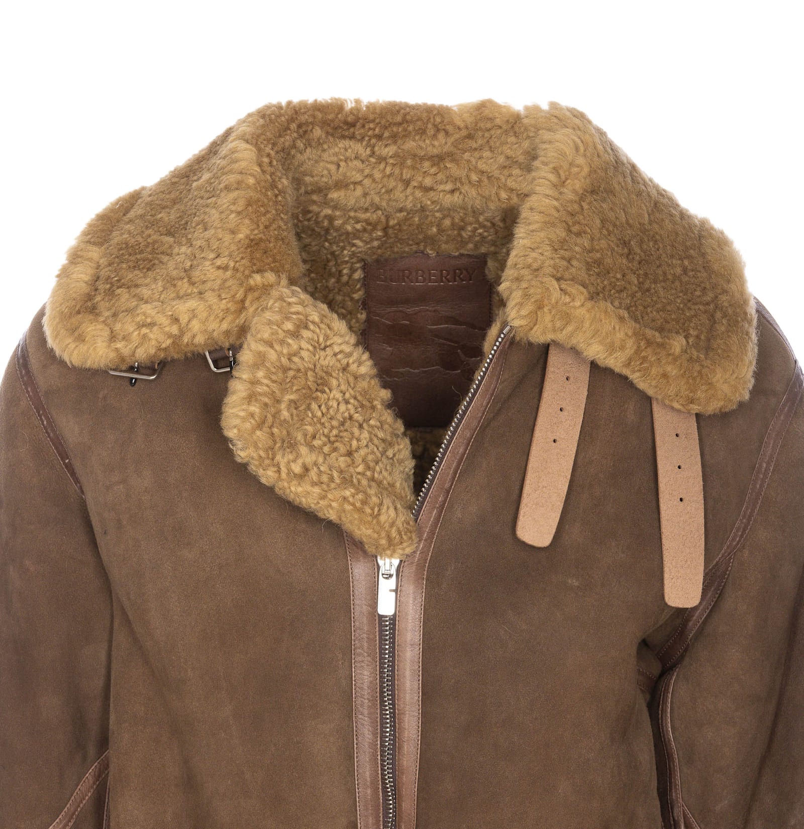 Shop Burberry Shearling Aviator Jacket In Brown