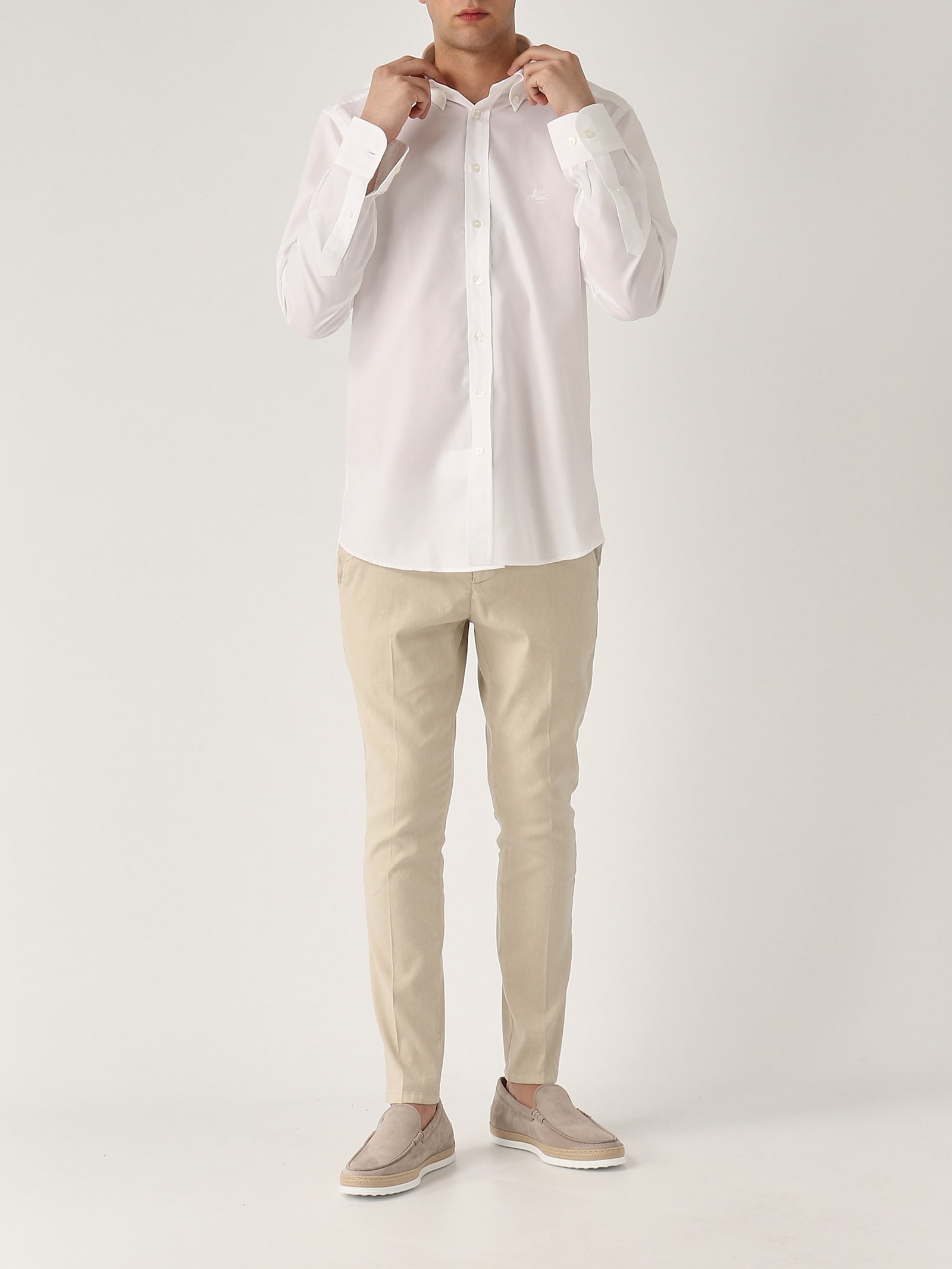 Etro Camicia Collo Francese Stretch Shirt In White
