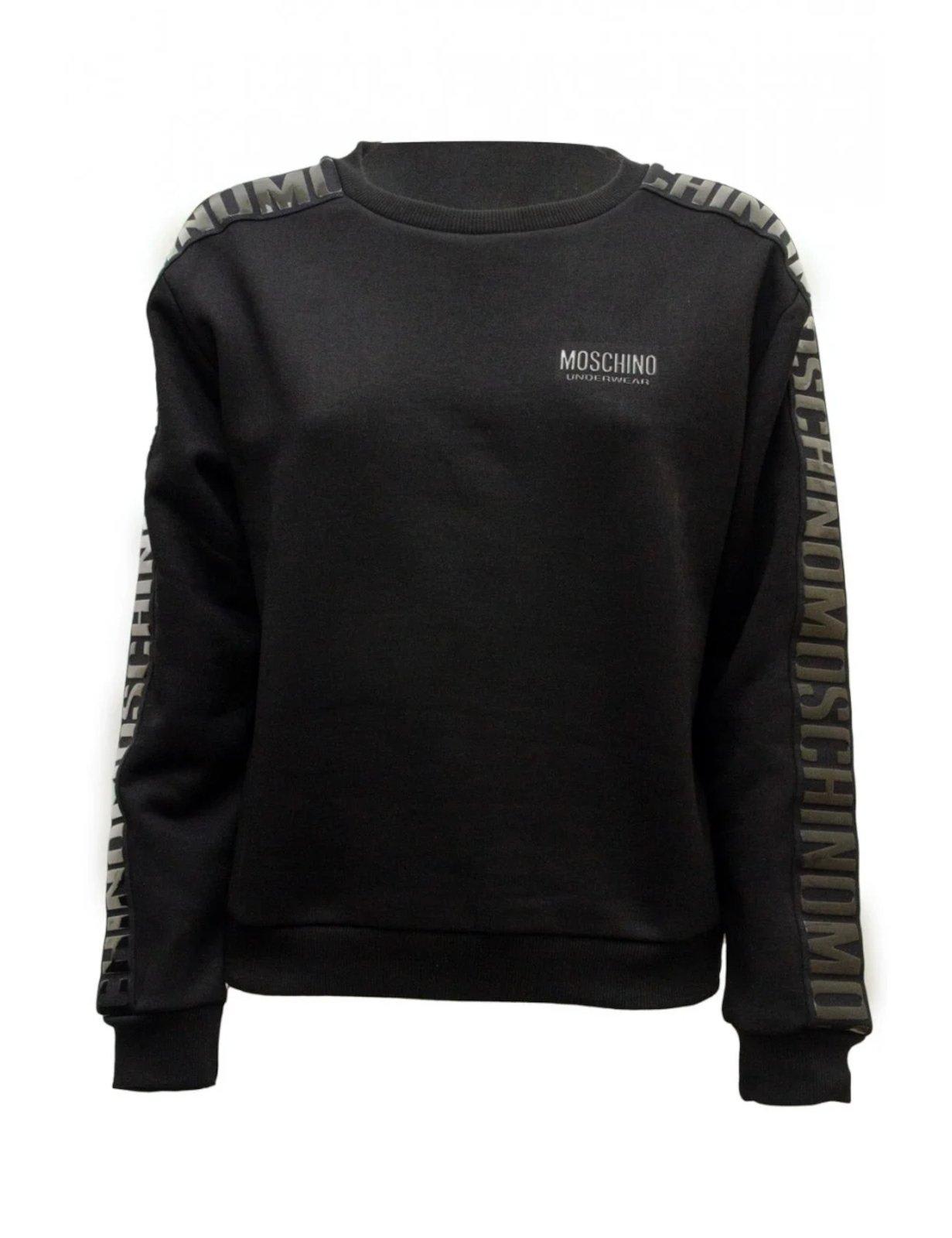 Moschino Logo Embossed Crewneck Sweatshirt In Black