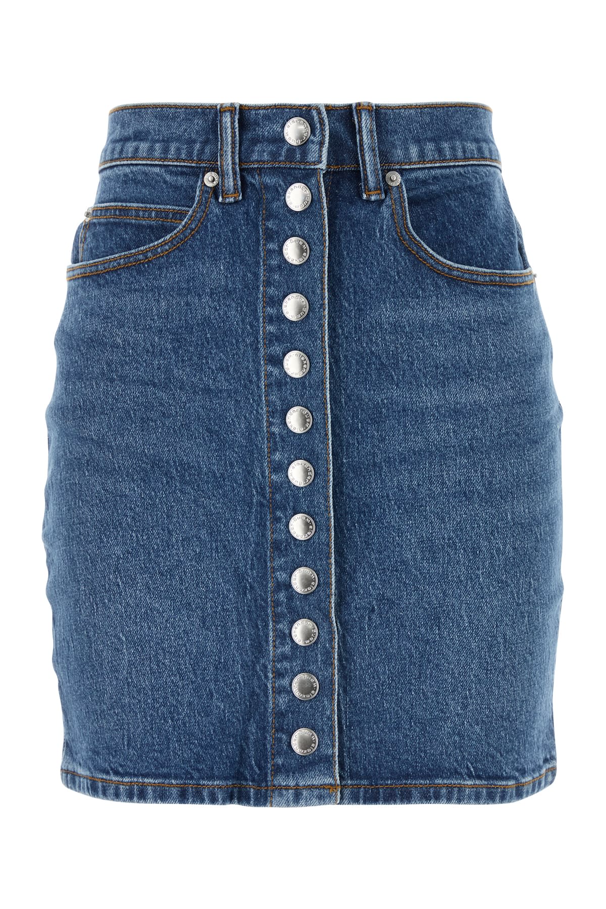 Shop Alexander Wang High Waisted Snap Front Mini Skirt In Deepblue