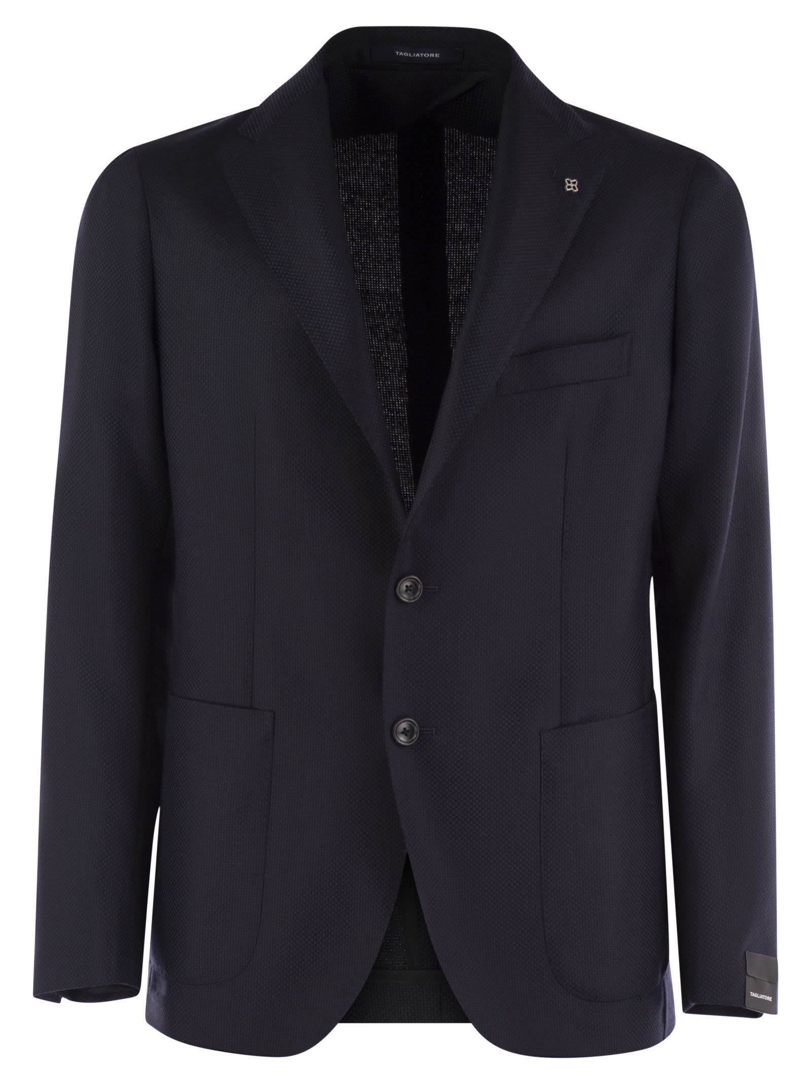 Shop Tagliatore Virgin Wool Jacket In Blue