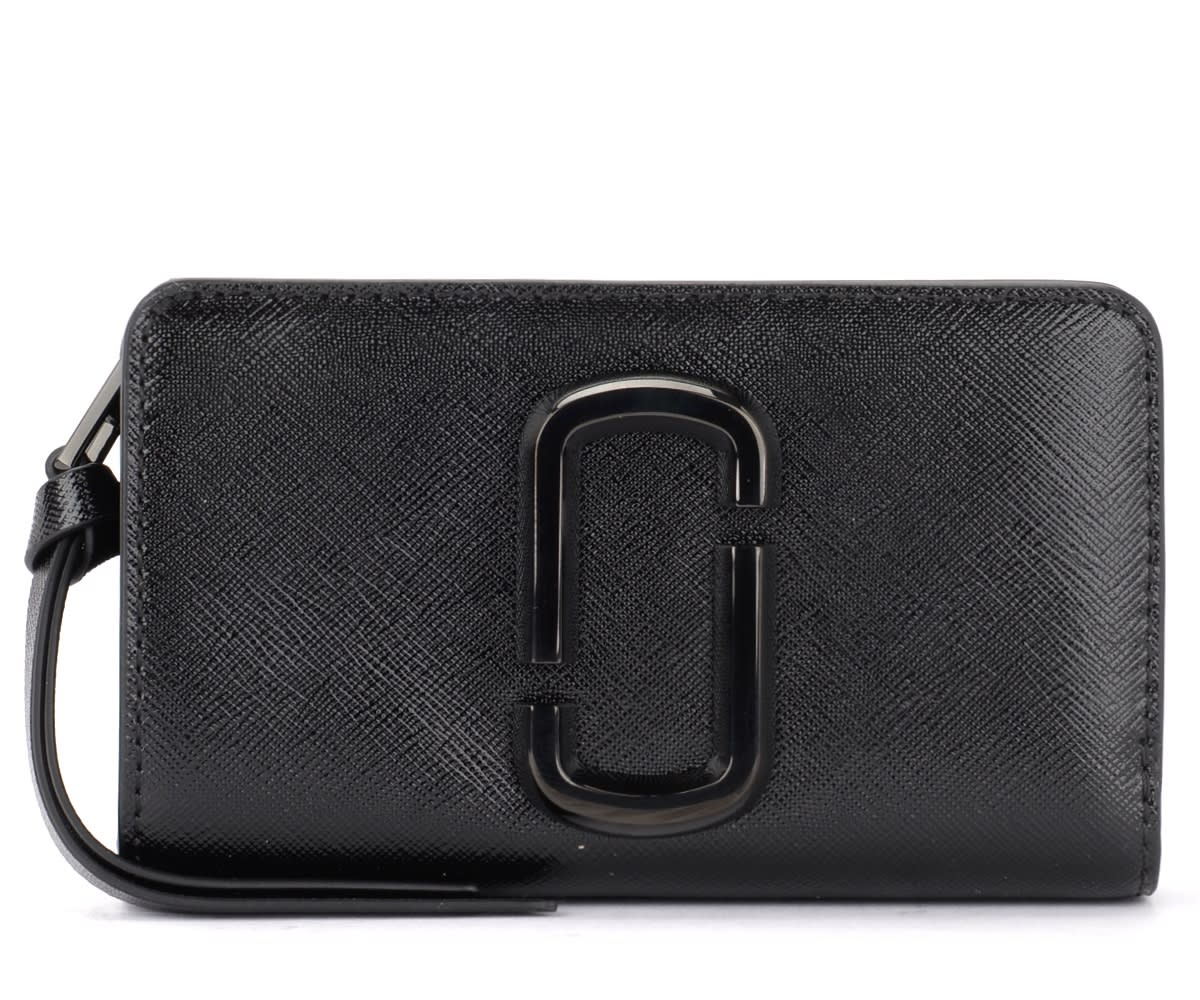 The Marc Jacobs Wallet Dtm Compact Model In Black Saffiano Leather