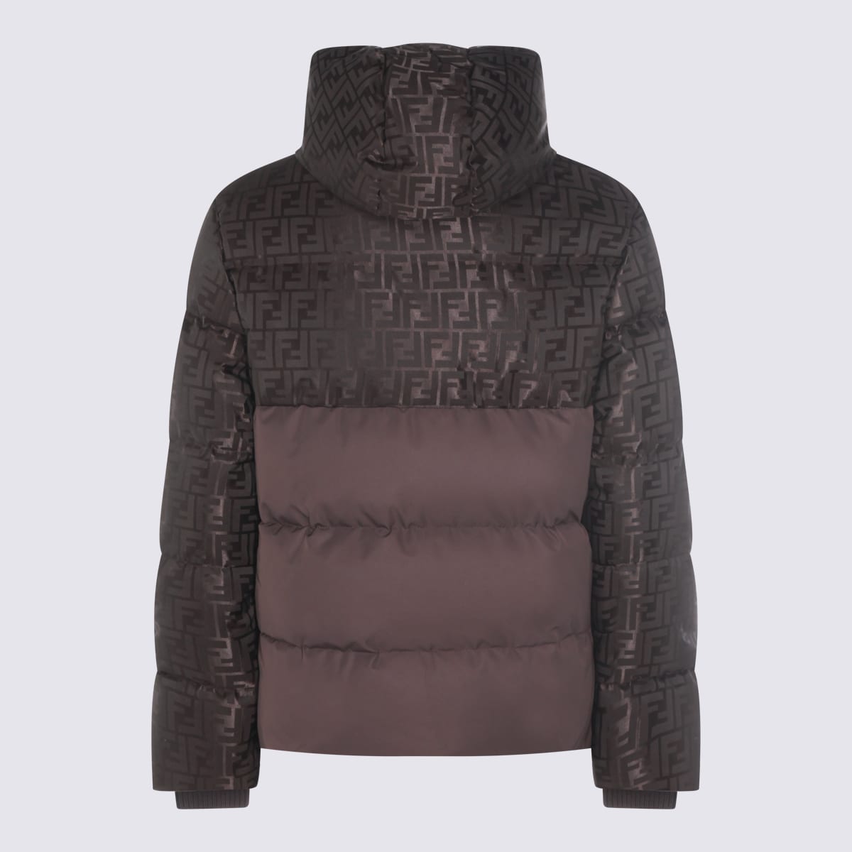 Fendi Jacquard Ff Hooded Ski Jacket Clothing In Brown