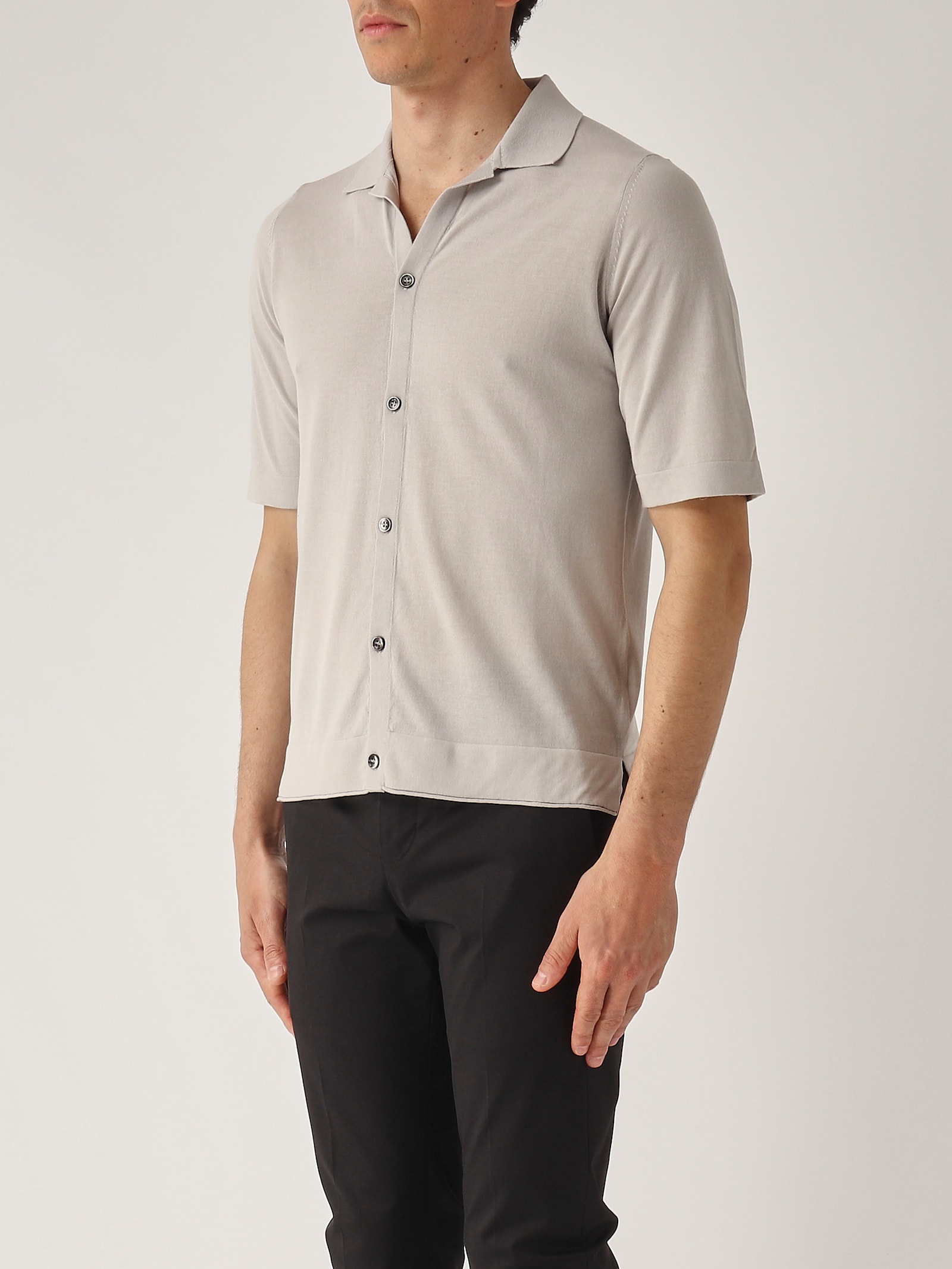 Ballantyne Camicia M/c Cotone Tricot Shirt In Gray