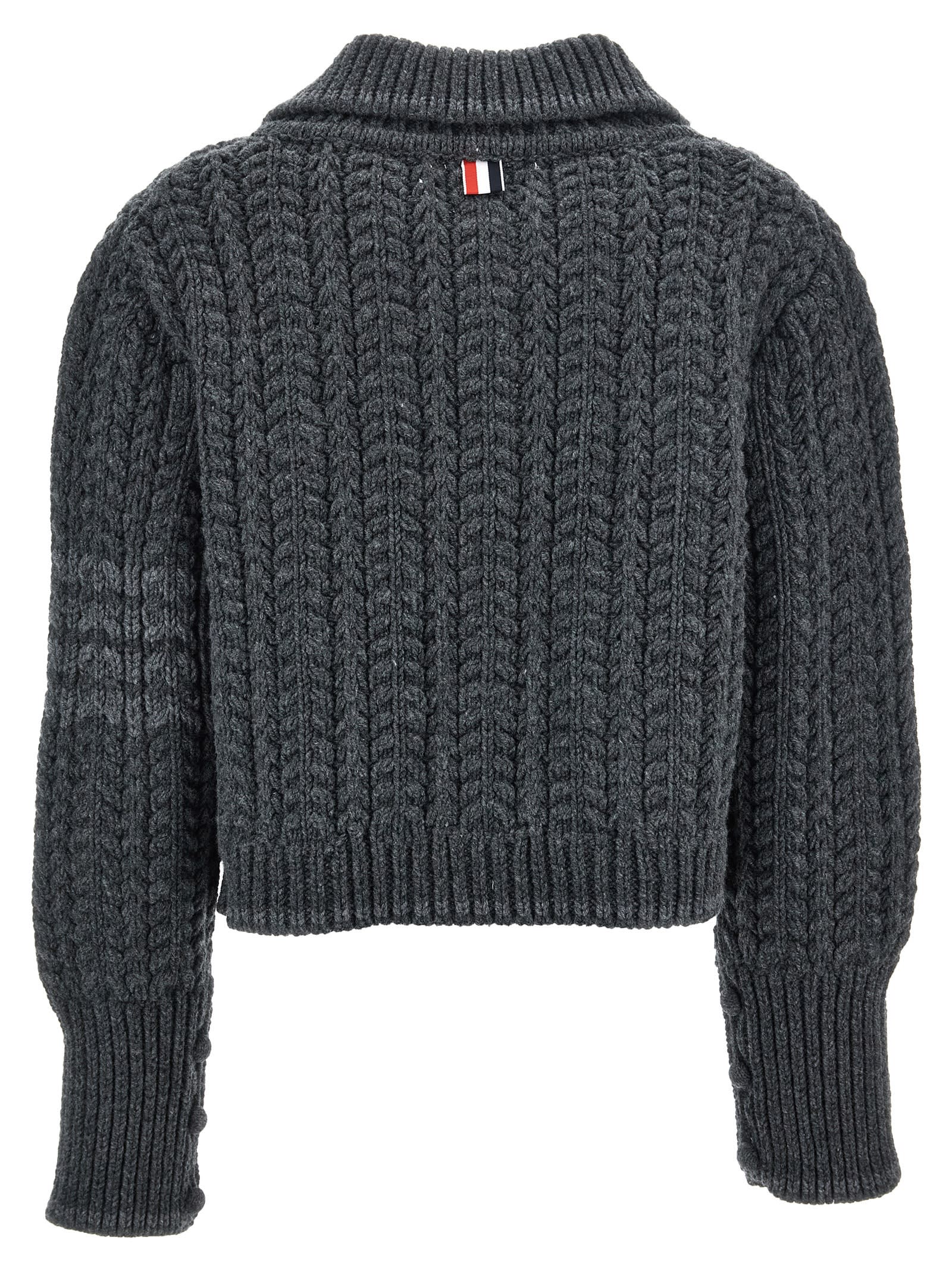 Shop Thom Browne Chunky Links Cardigan In Gray