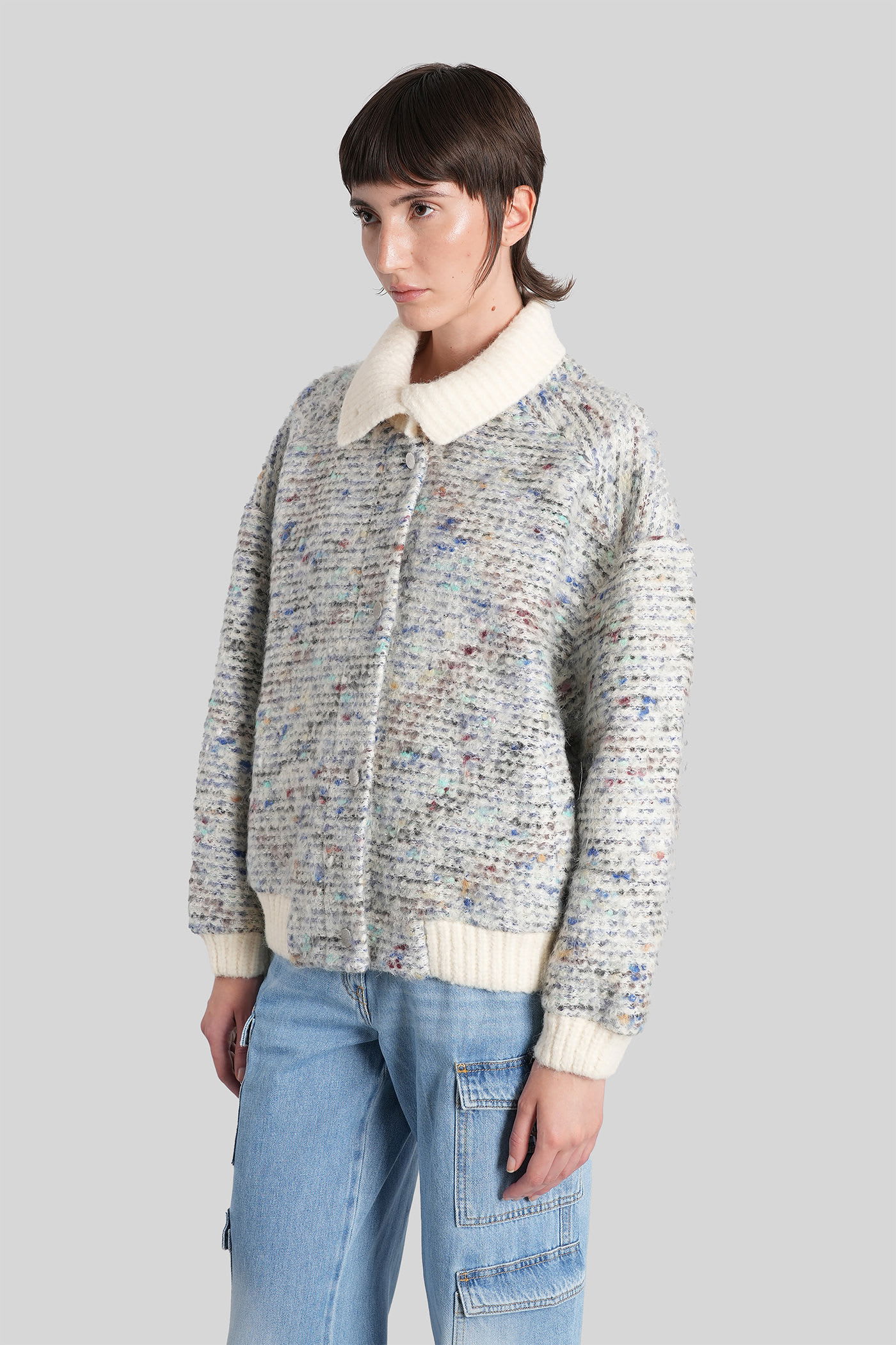 Iro Simone Casual Jacket In Multicolor Acrylic In Gray