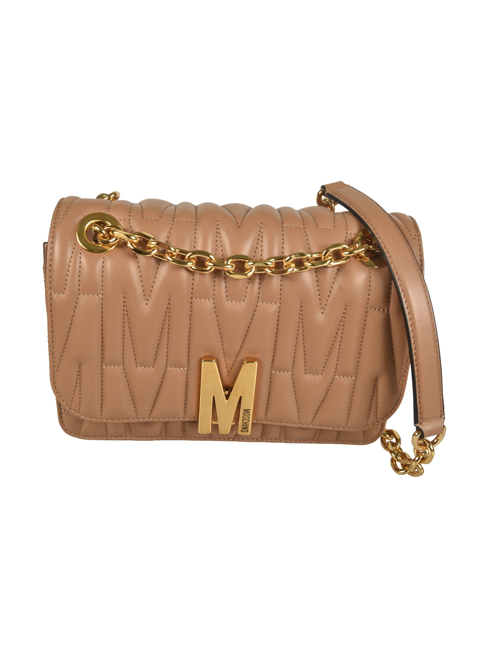 MOSCHINO LOGO QUILTED SHOULDER BAG 