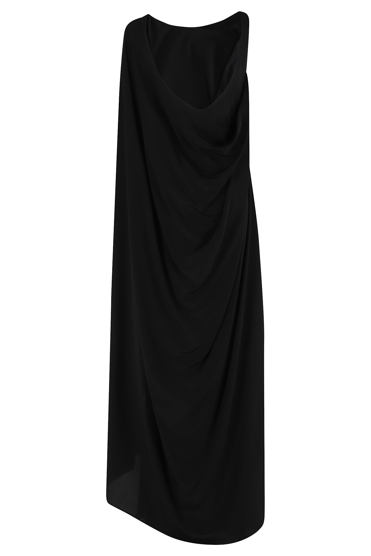 Erika Cavallini Asymmetrical Black Maxi Dress In Black
