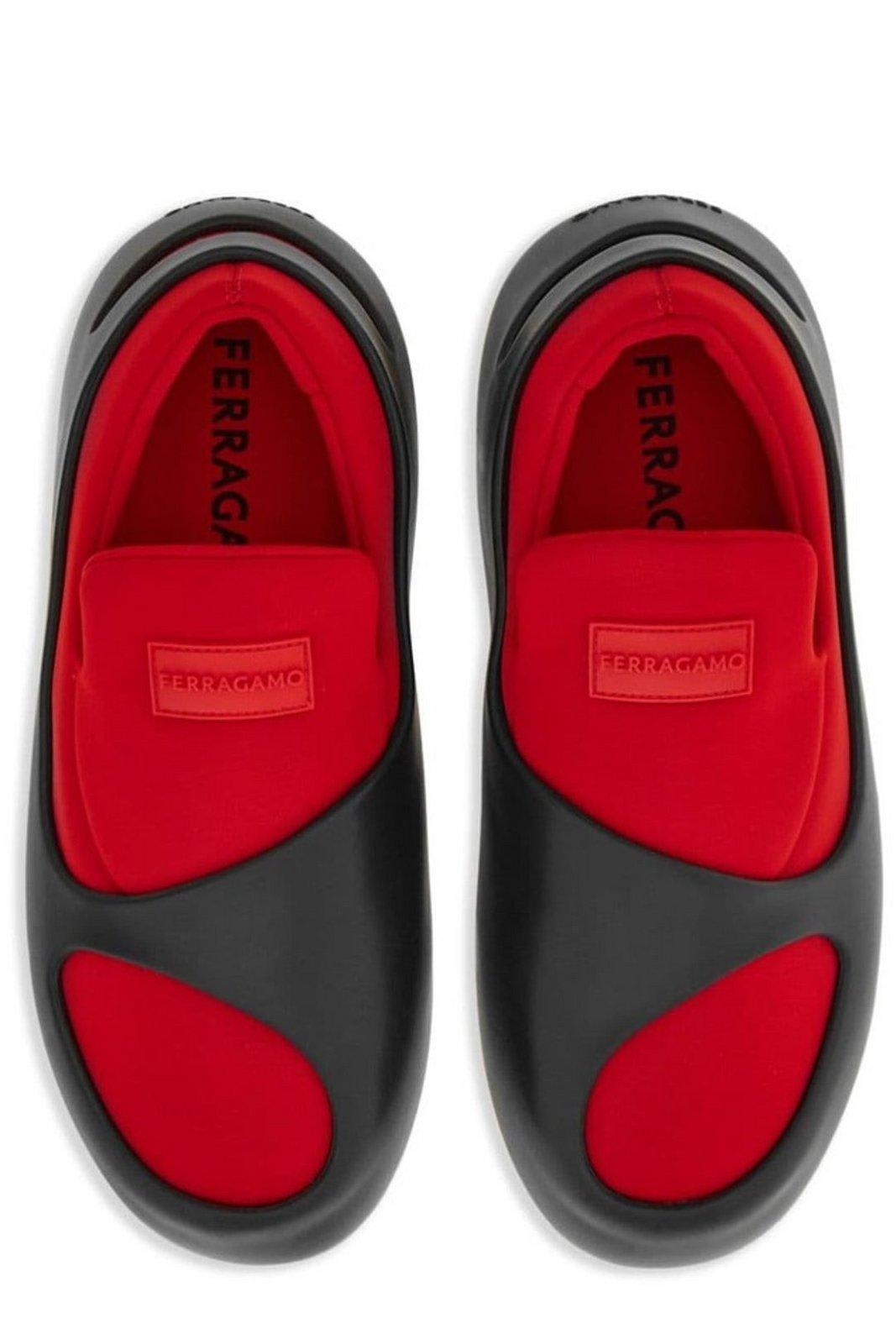 Ferragamo Round-toe Slip-on Loafers In Red