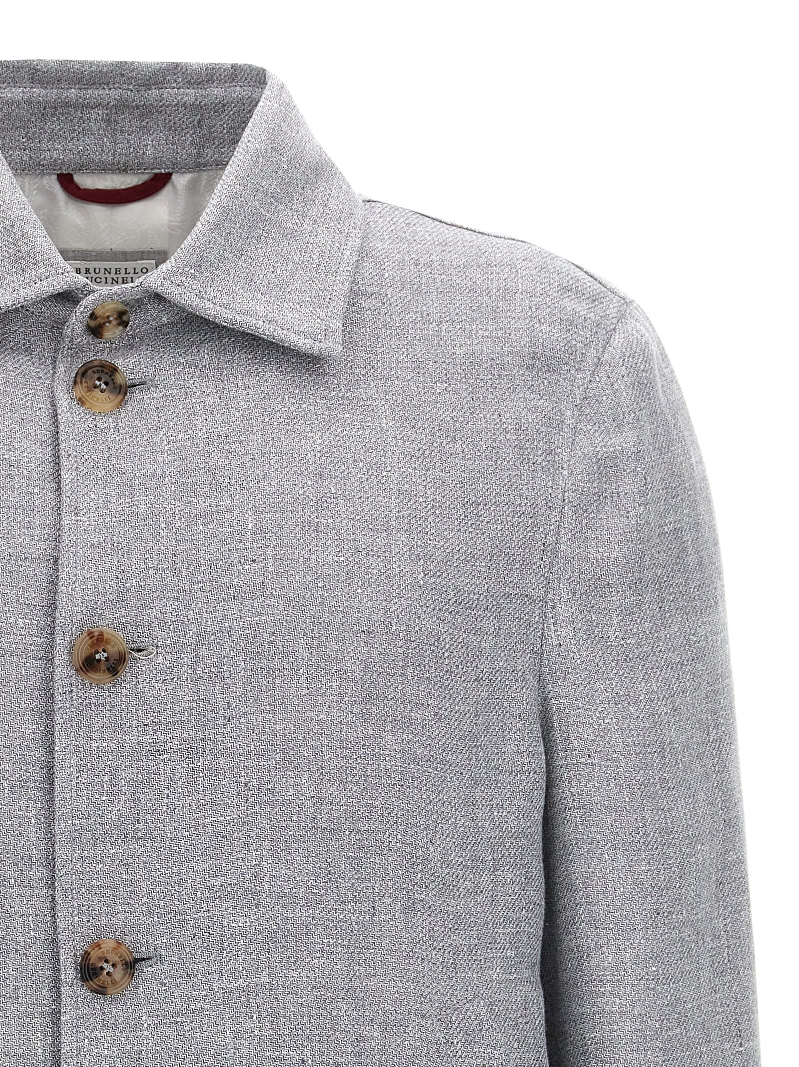 Shop Brunello Cucinelli Diagonal Jacket In Gray