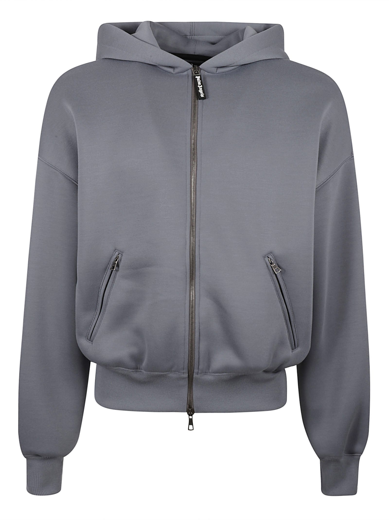 Palm Angels Curved Logo Neoprene Bomber In Grey