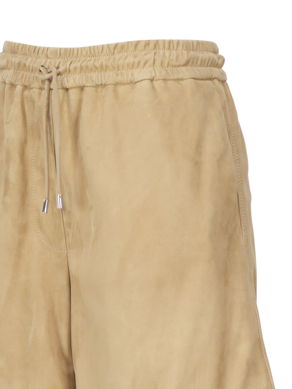 Shop Loewe Suede Shorts In Golden