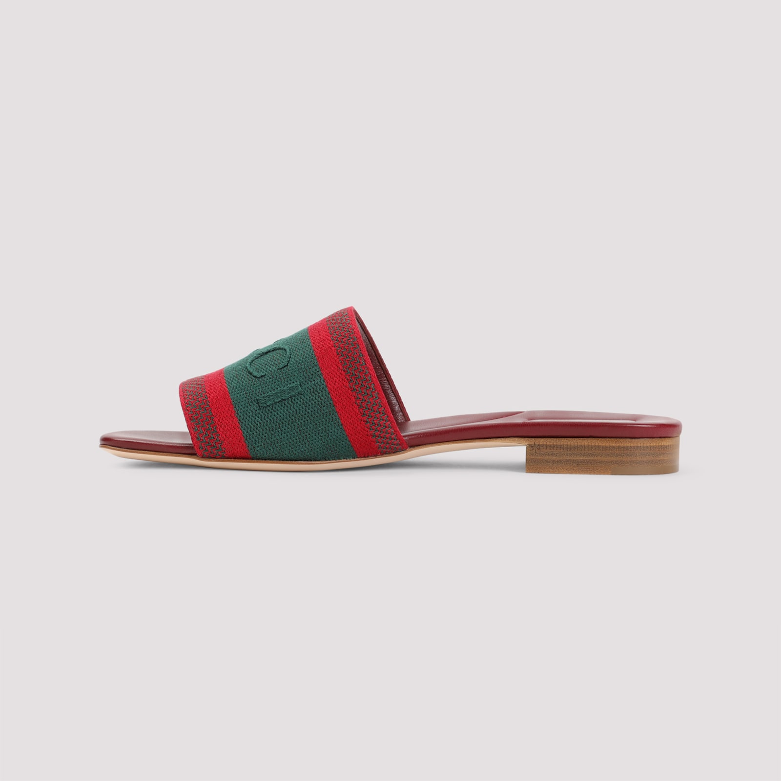 Gucci Open-toe Red Leather Sandals In Multi