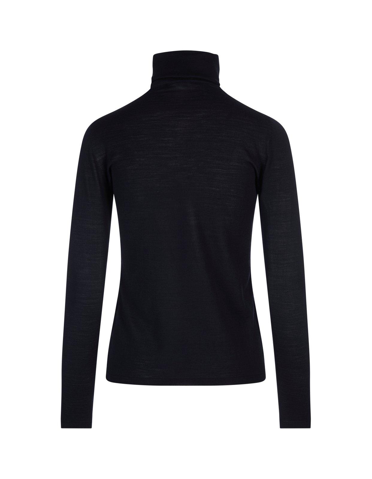 Shop Max Mara Turtleneck Knitted Top In Blue