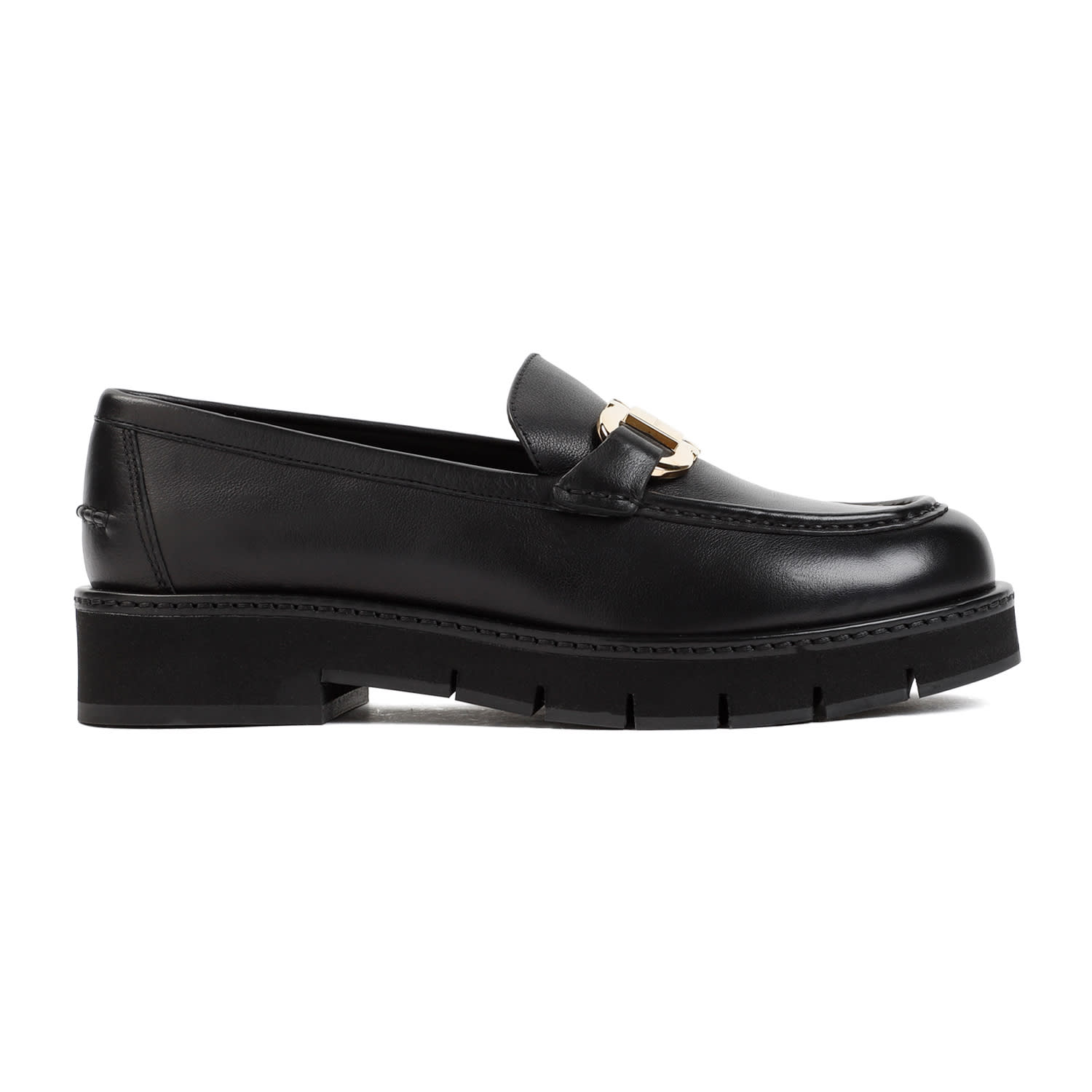 Ferragamo Black Gancini Ornament Loafers In Black