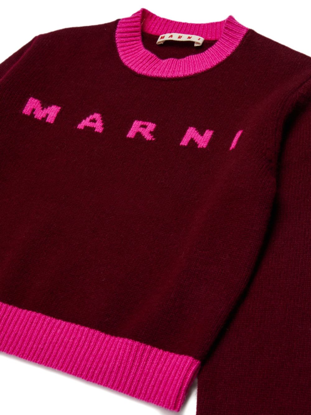 Marni L And Cashmere Sweater With Logo Kids In Brown
