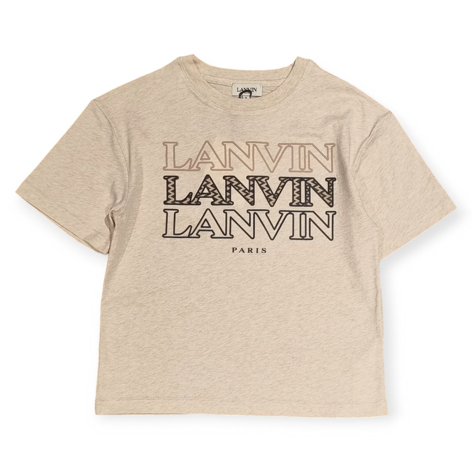 Shop Lanvin Logo-printed Short-sleeved Crewneck T-shirt In Beige