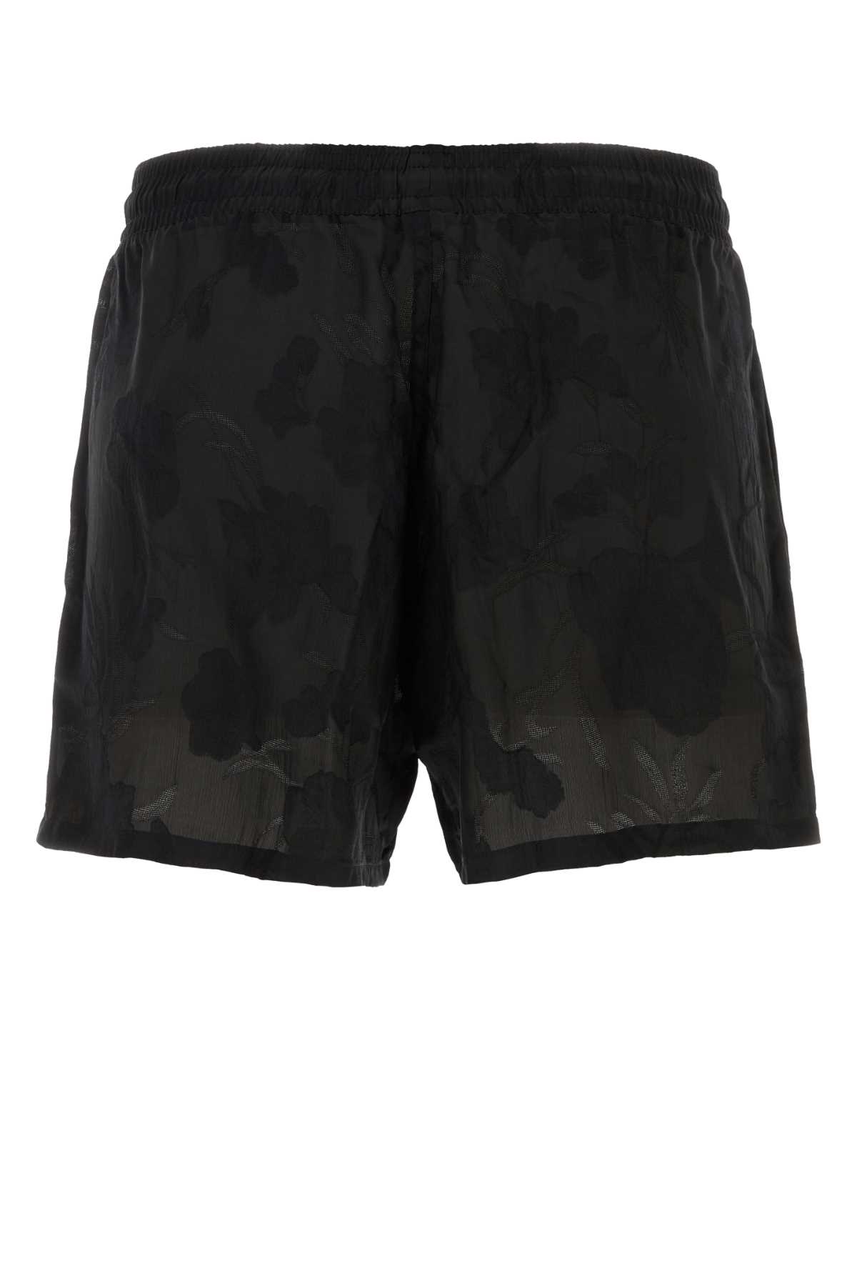 Black Viscose Blend Swimming Shorts