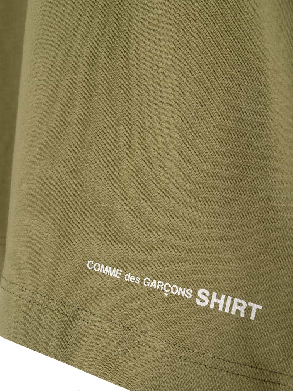 Shop Comme Des Garçons Shirt Logo Printed Crewneck T-shirt In Khaki