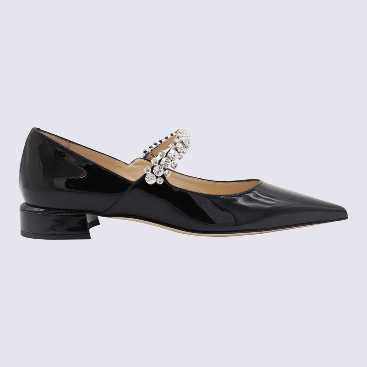 Shop Jimmy Choo Black Leather Bing Flats