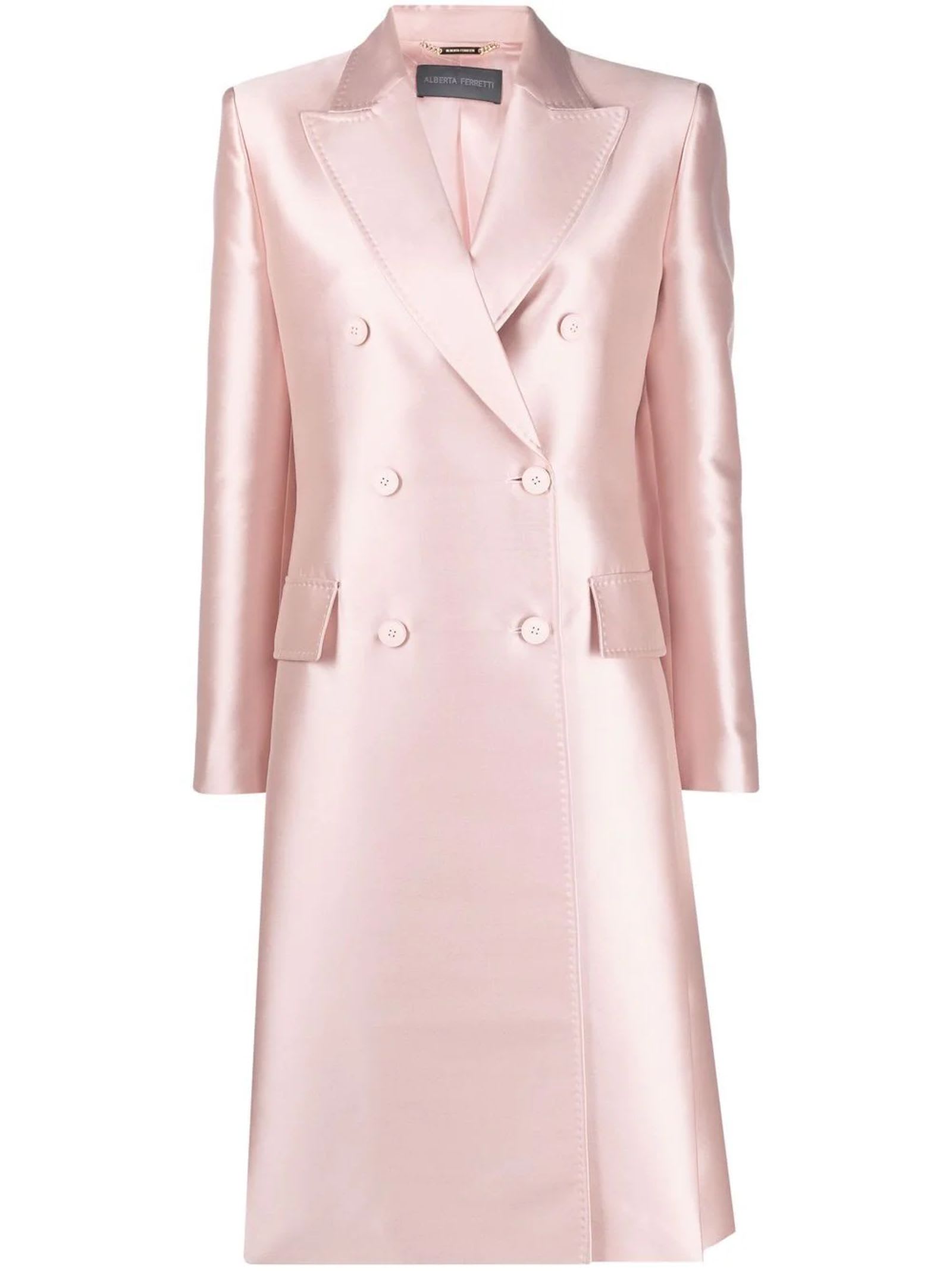 Alberta Ferretti Rose Pink Silk Blend Coat