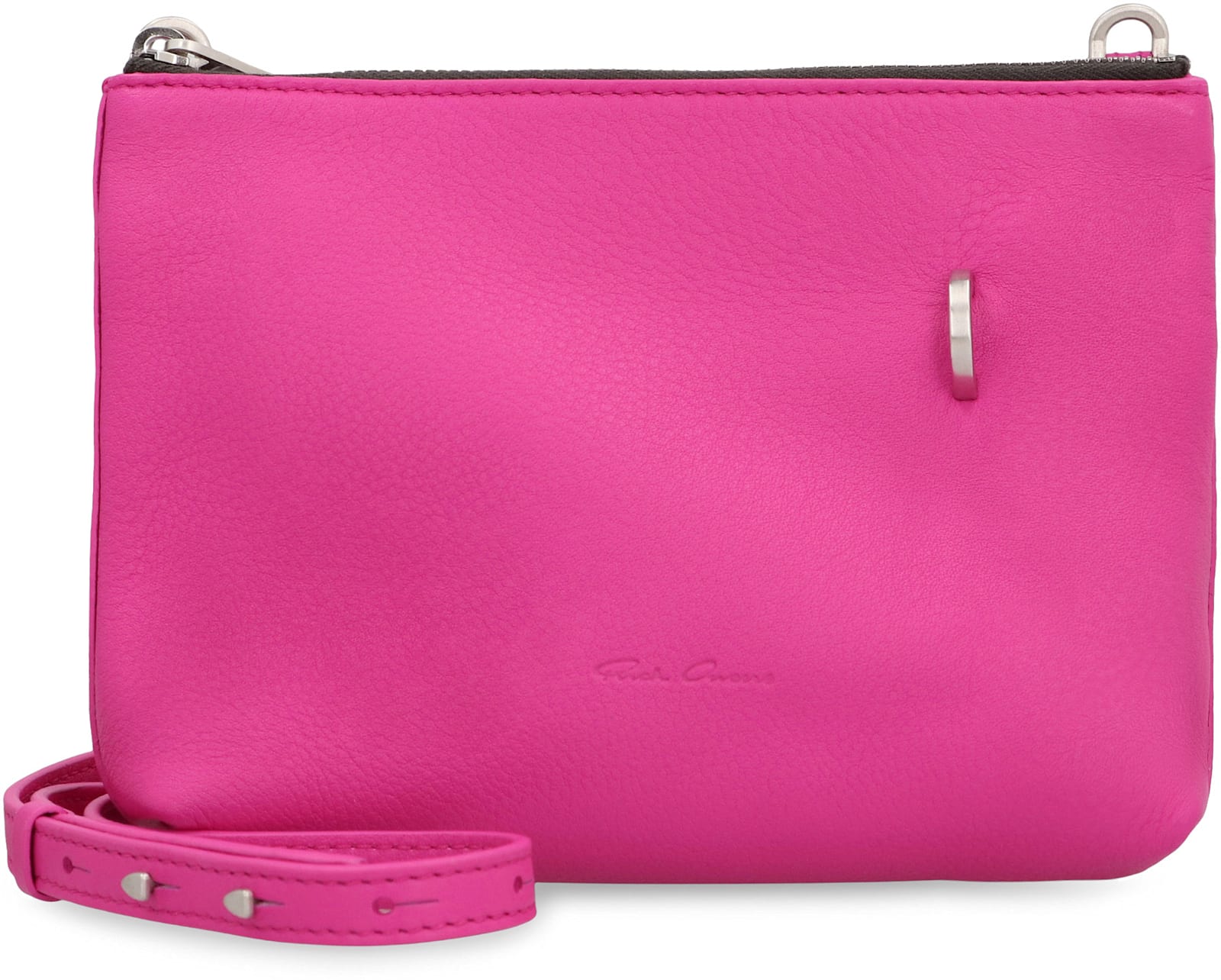 Rick Owens Mini Leather Shoulder Bag With Adjustable Strap In Pink