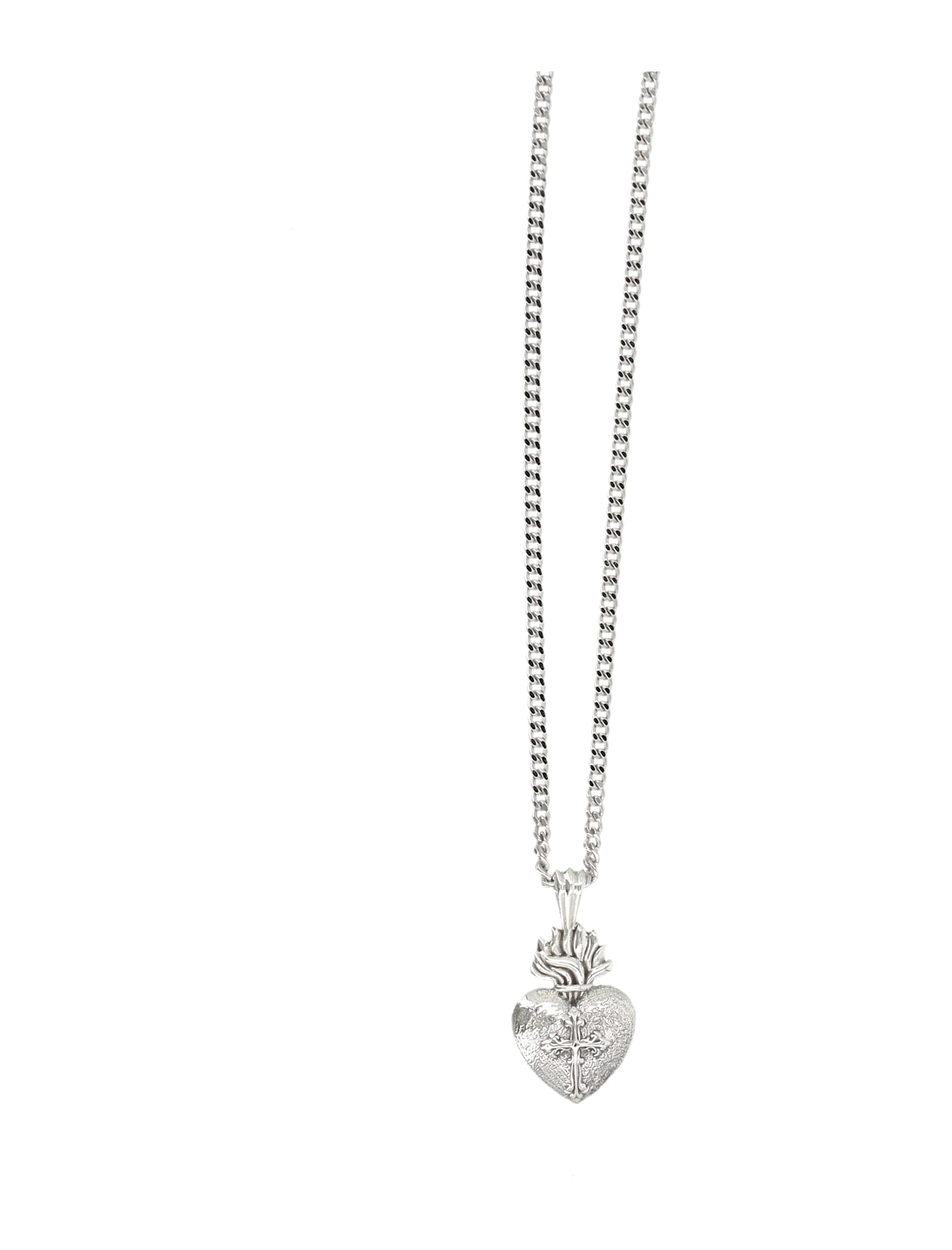 Emanuele Bicocchi Small Sacred Heart Necklace In Silver