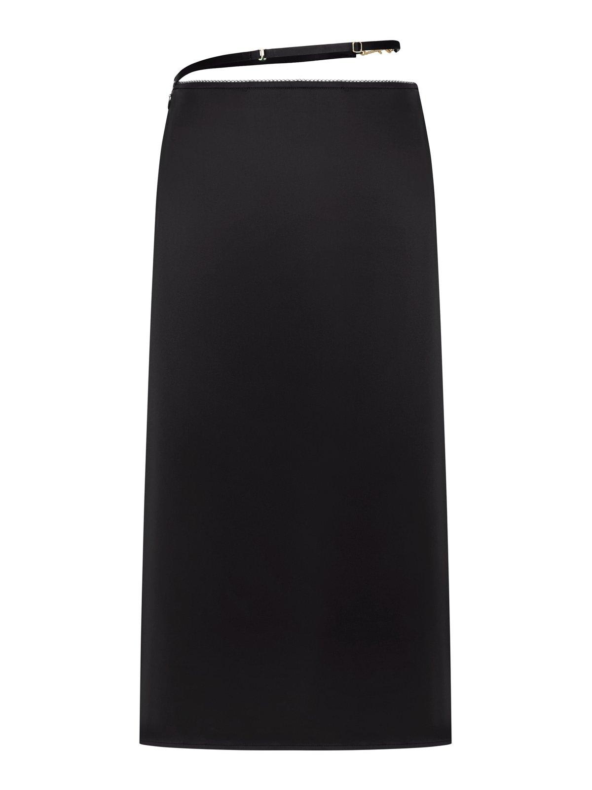 Shop Jacquemus Logo Plaque Midi Skirt In Black