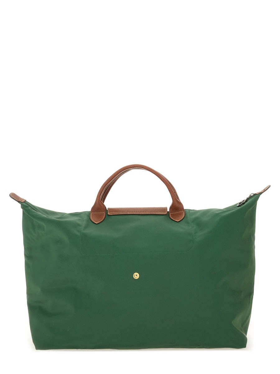 Longchamp Rectangular Duffel Bag With Calf Leather Accents In Green