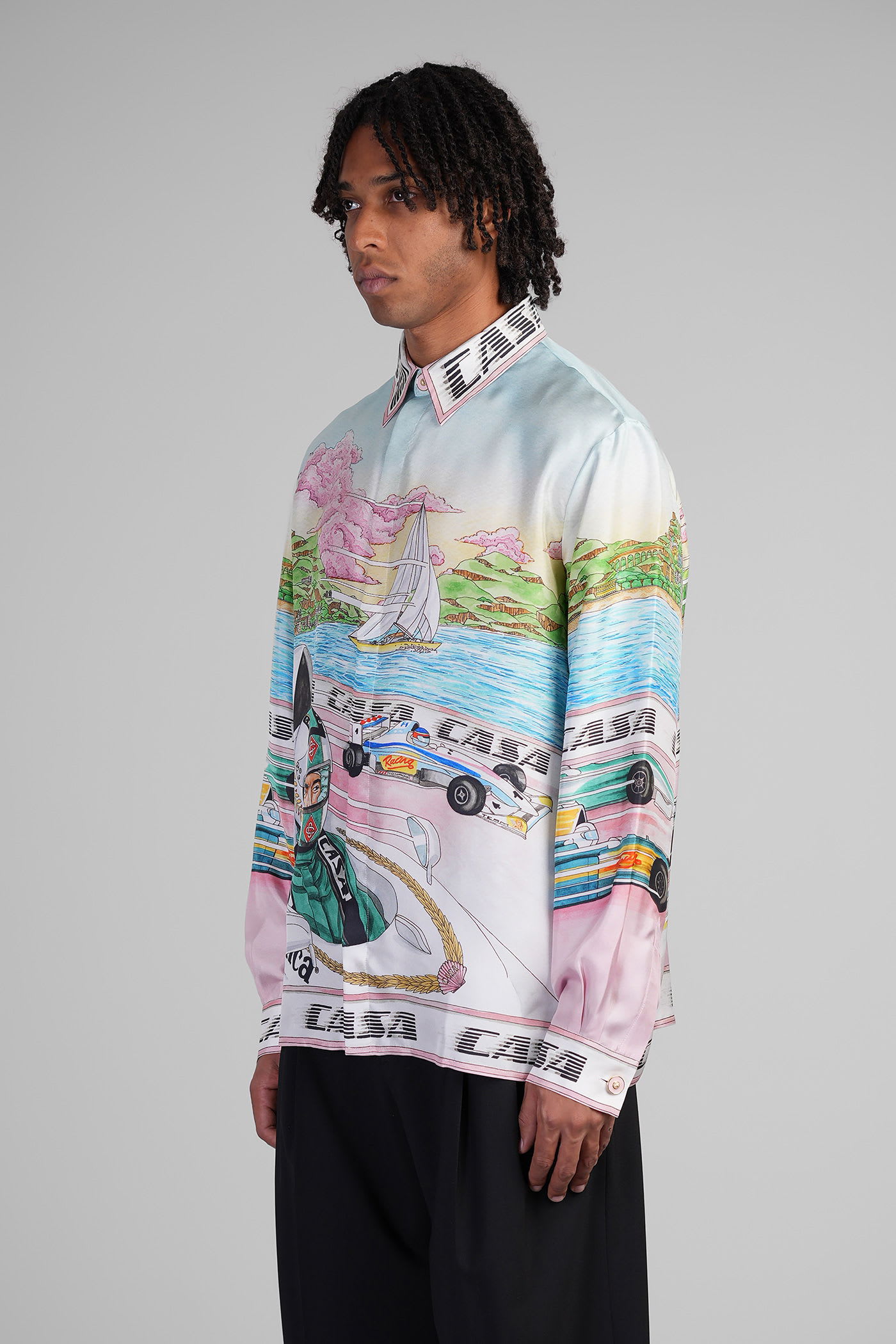 Casablanca Mens The Art Of Racing Classic Long-sleeve Silk Shirt In Multi