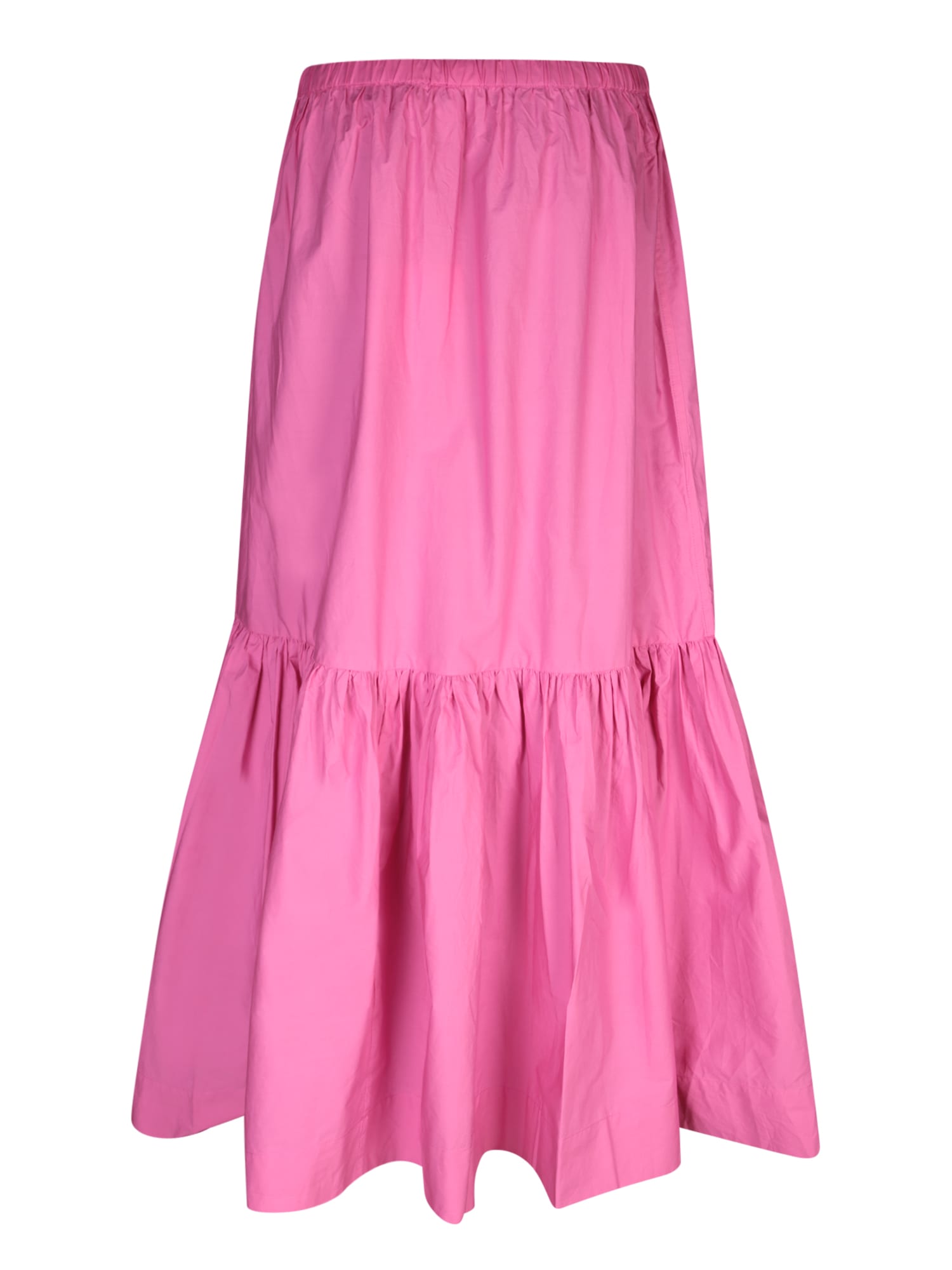 Shop Ganni Fuchsia Poplin Maxi Skirt In Pink