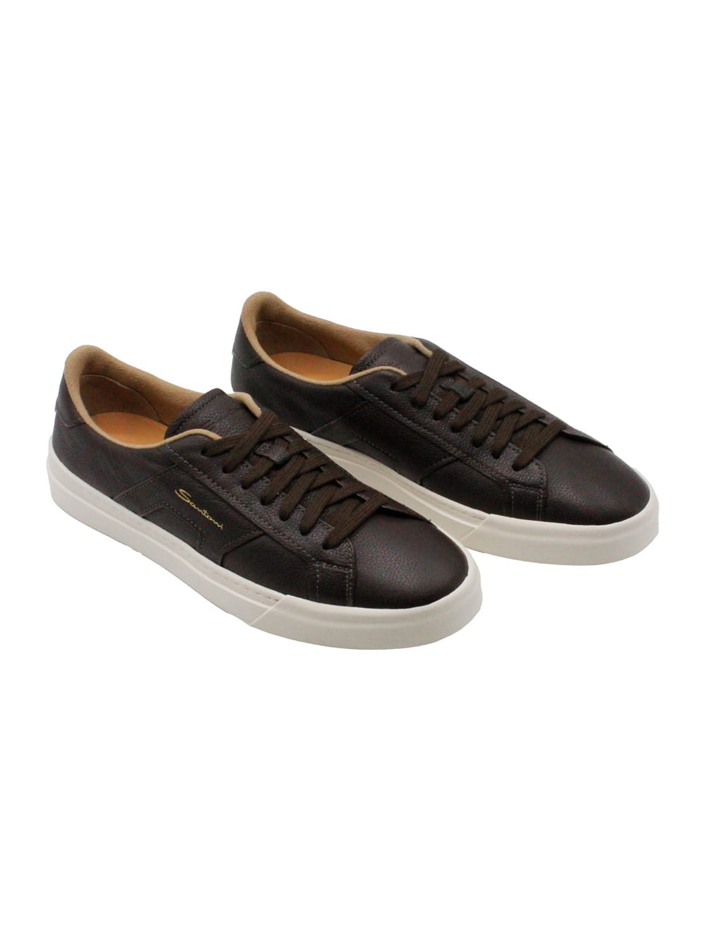 Shop Santoni Sneakers In Dark Brown