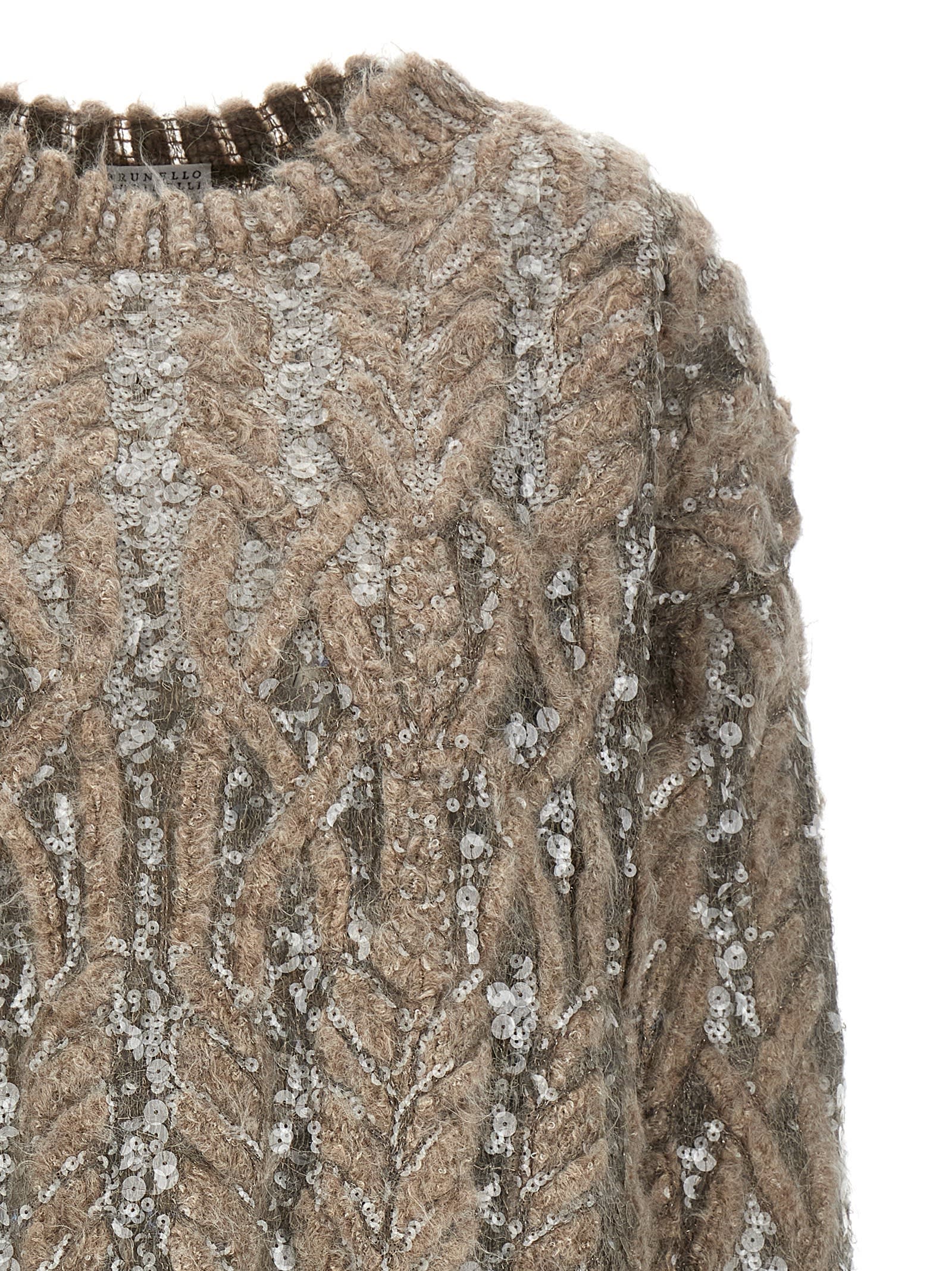 Shop Brunello Cucinelli Sequin Sweater In Beige