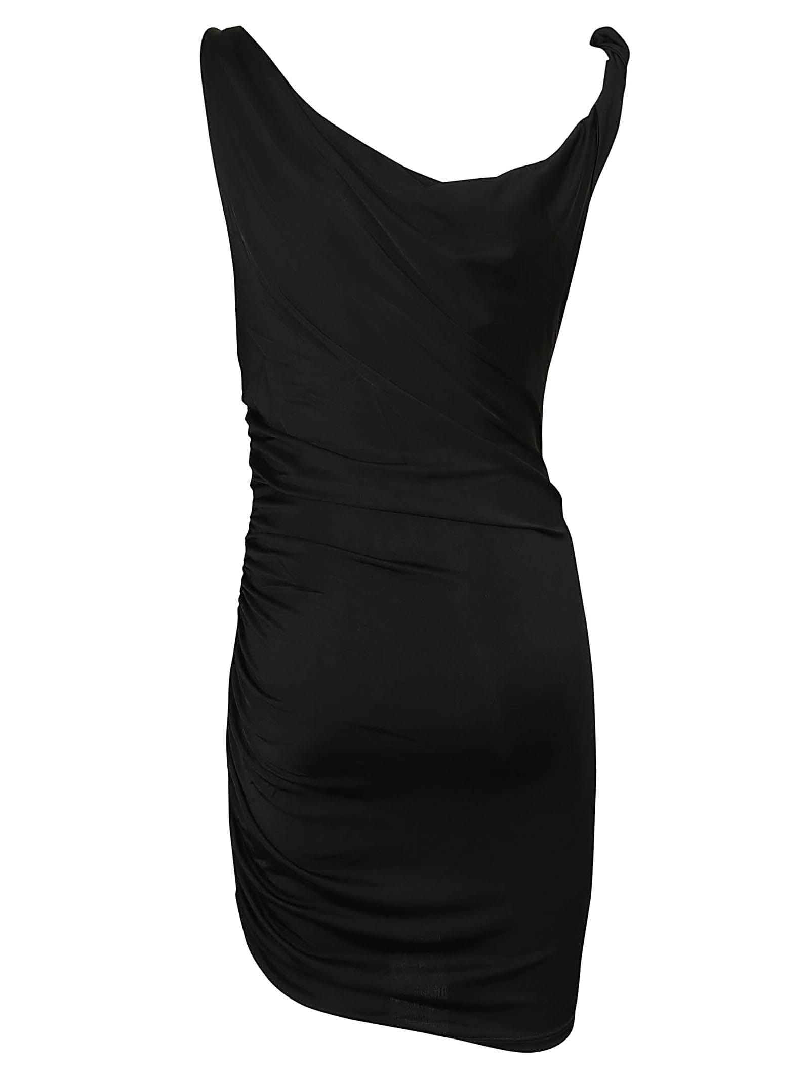 Shop The Andamane Providence - Detailed Shoulder Mini Dress In Black