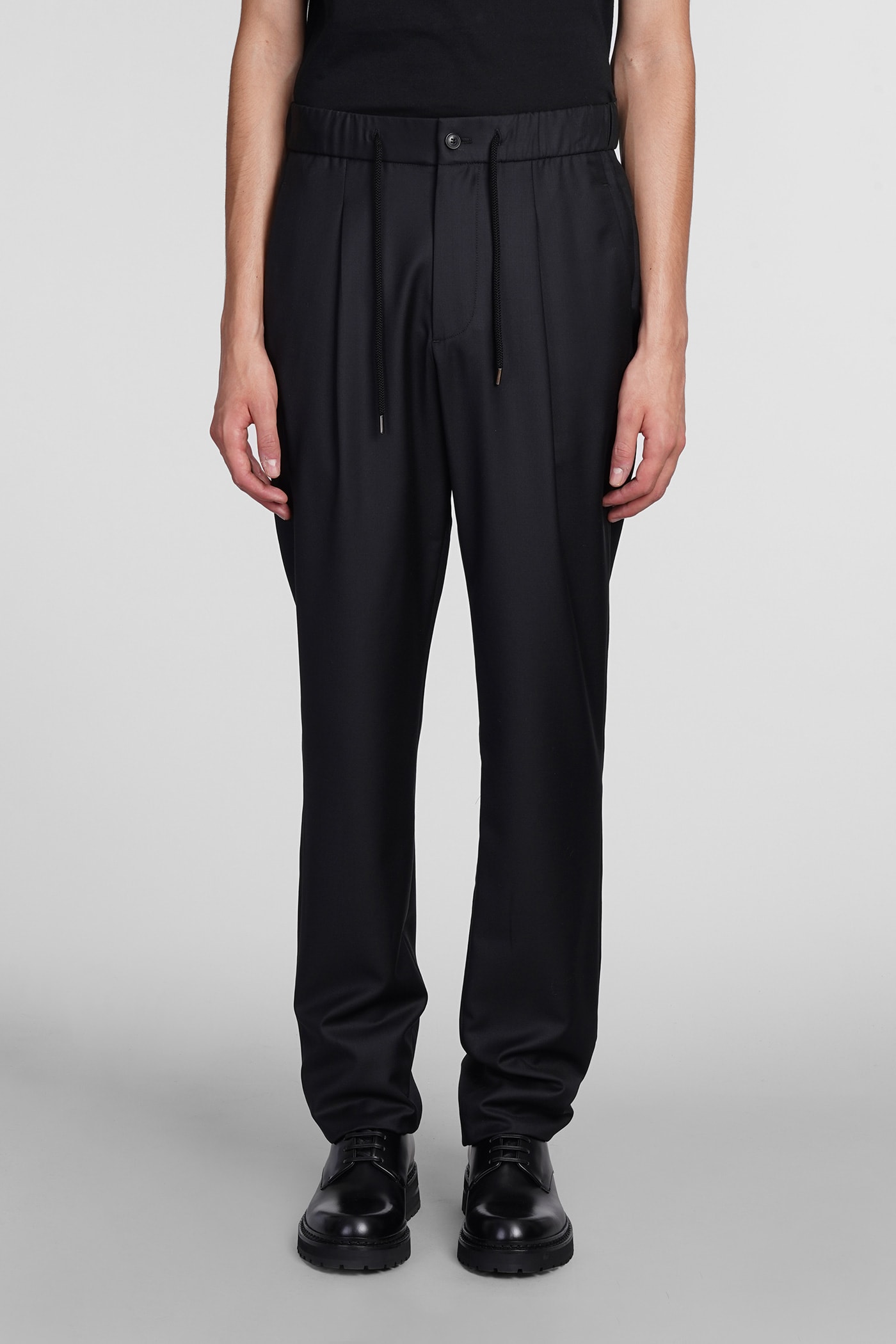 Giorgio Armani Black Virgin Wool-blend Trousers