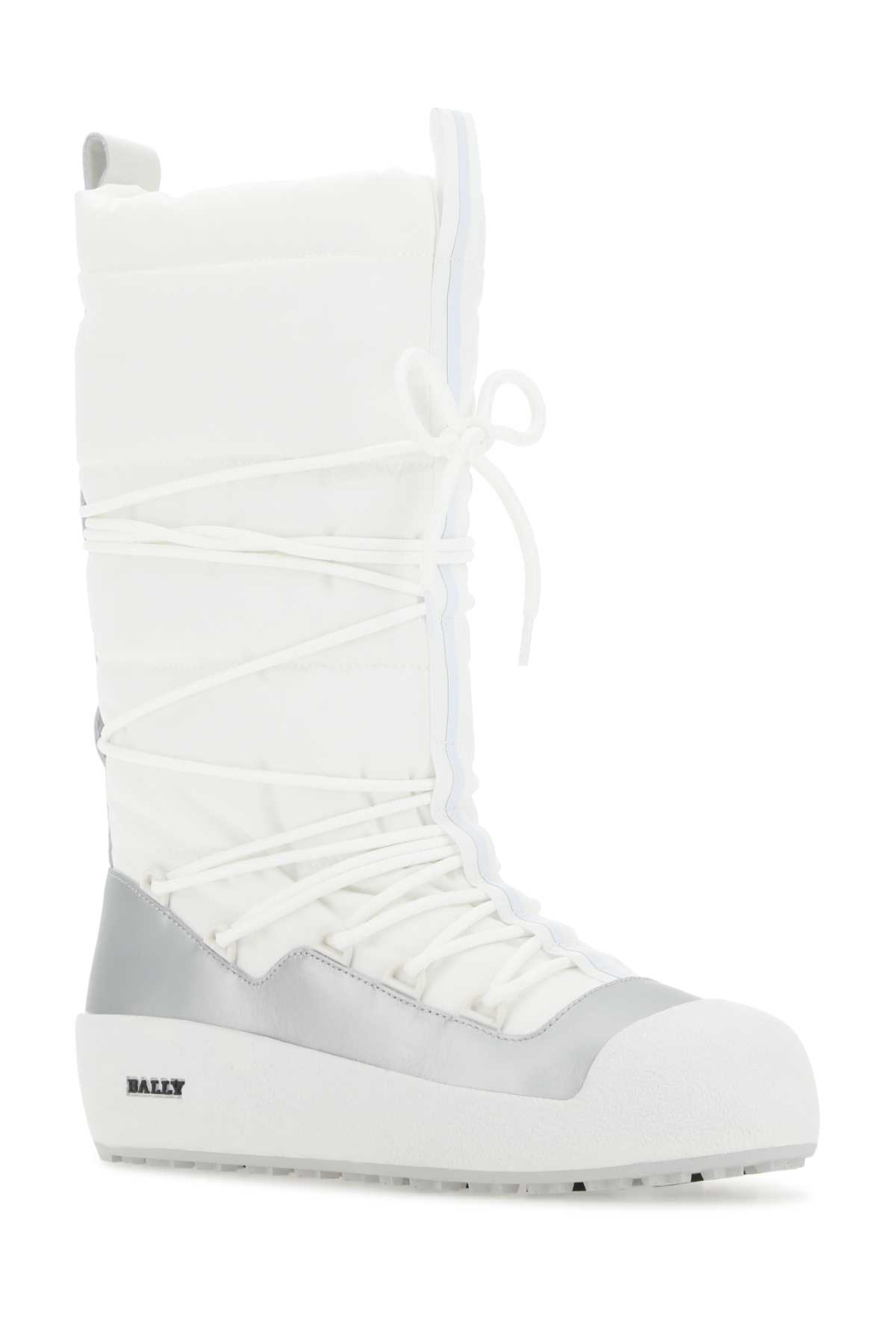 Shop Bally Ivory Fabric Boots In I007