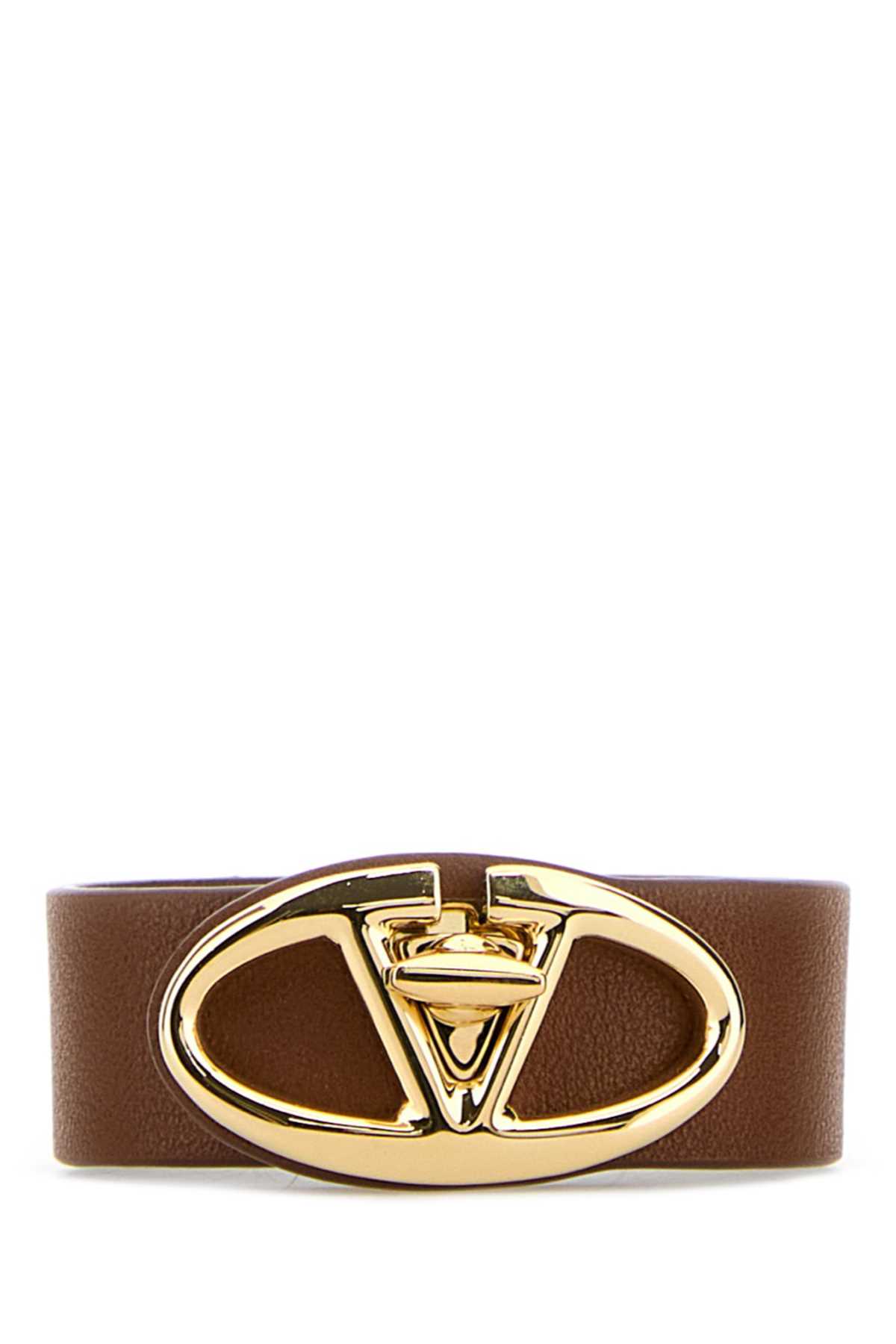 Brown Leather Vlogo Bracelet