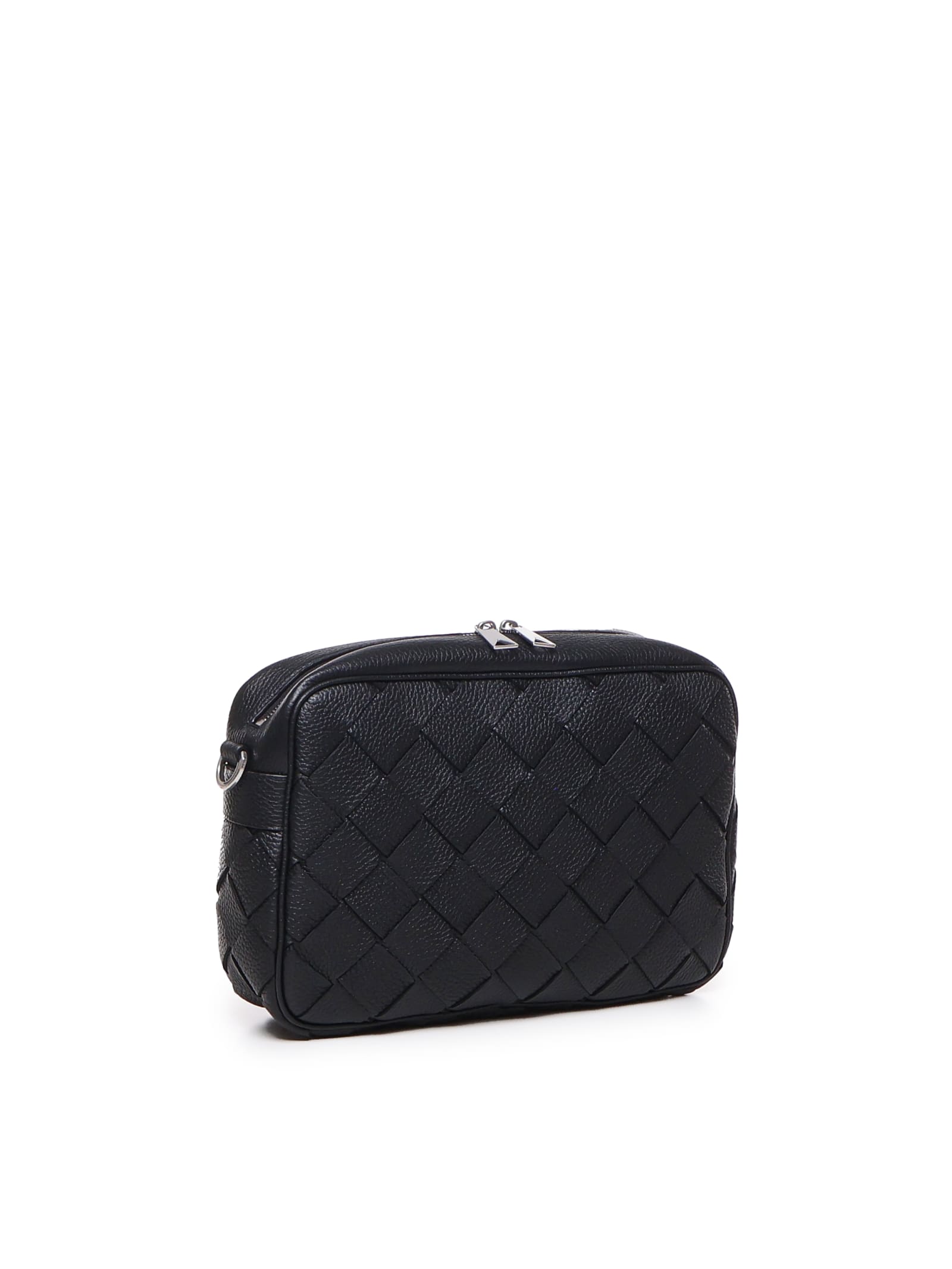 Shop Bottega Veneta Medium Camera Bag Intrecciato In Black