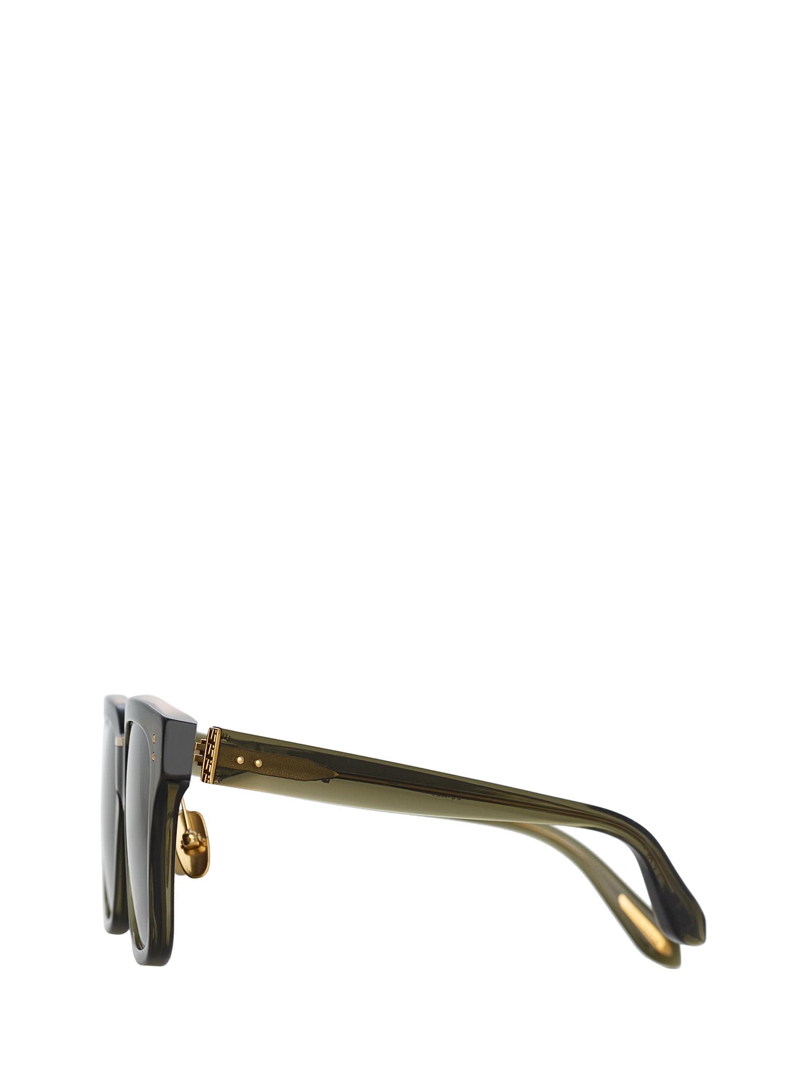 Shop Linda Farrow Lfl1322 Translucent Green / Light Gold Sunglasses