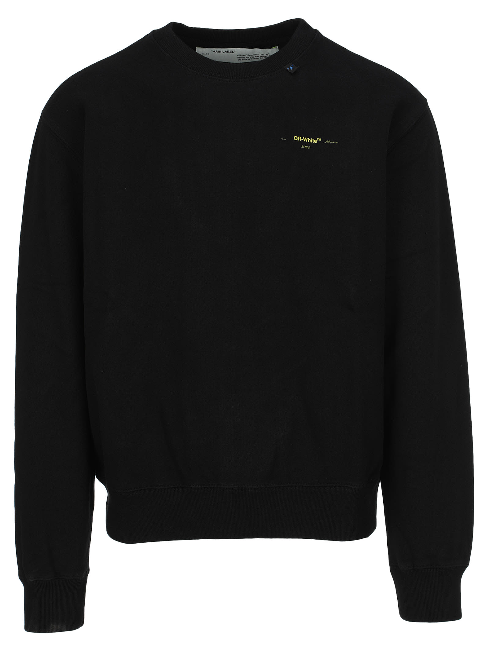 off white black and yellow crew neck