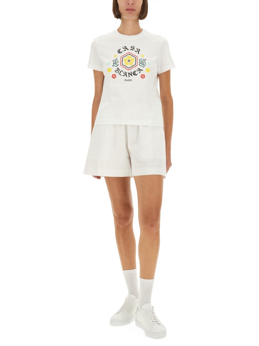 Casablanca White Cotton T-shirt With Print In White