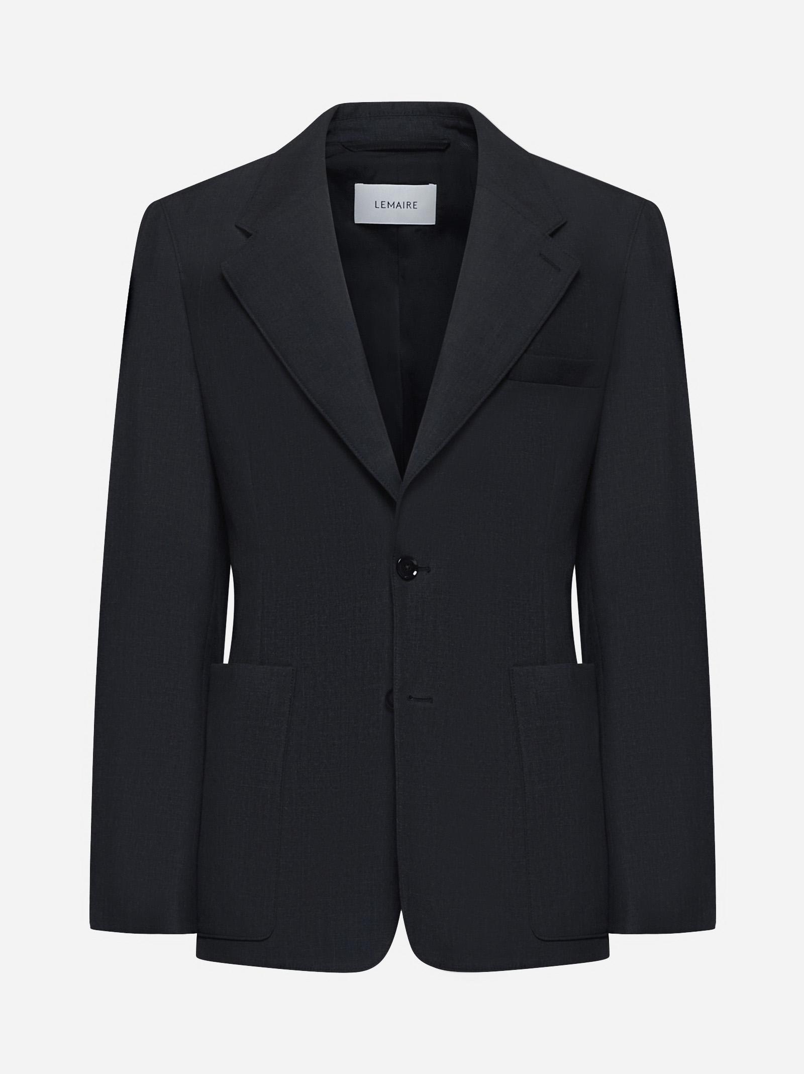 Shop Lemaire Wool-blend Single-breasted Blazer In Black