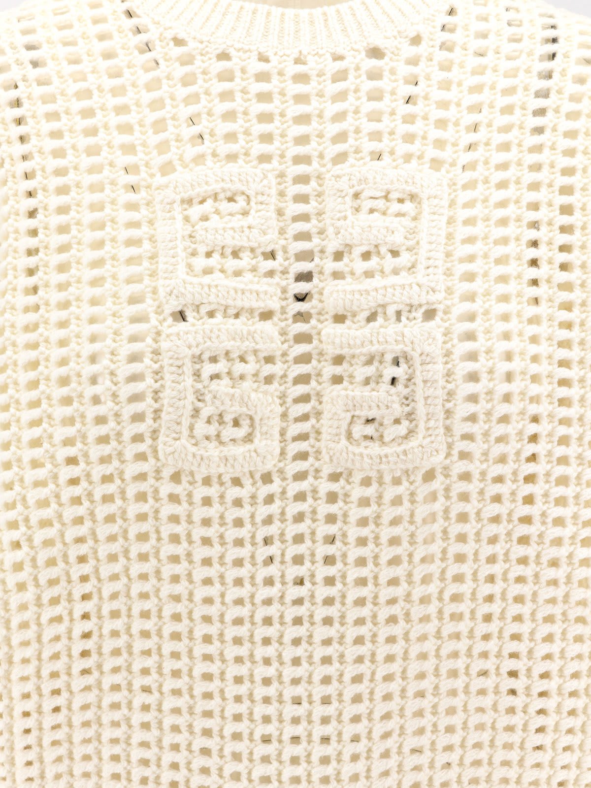 Shop Givenchy 4g Motif Crochet Knit Jumper In White